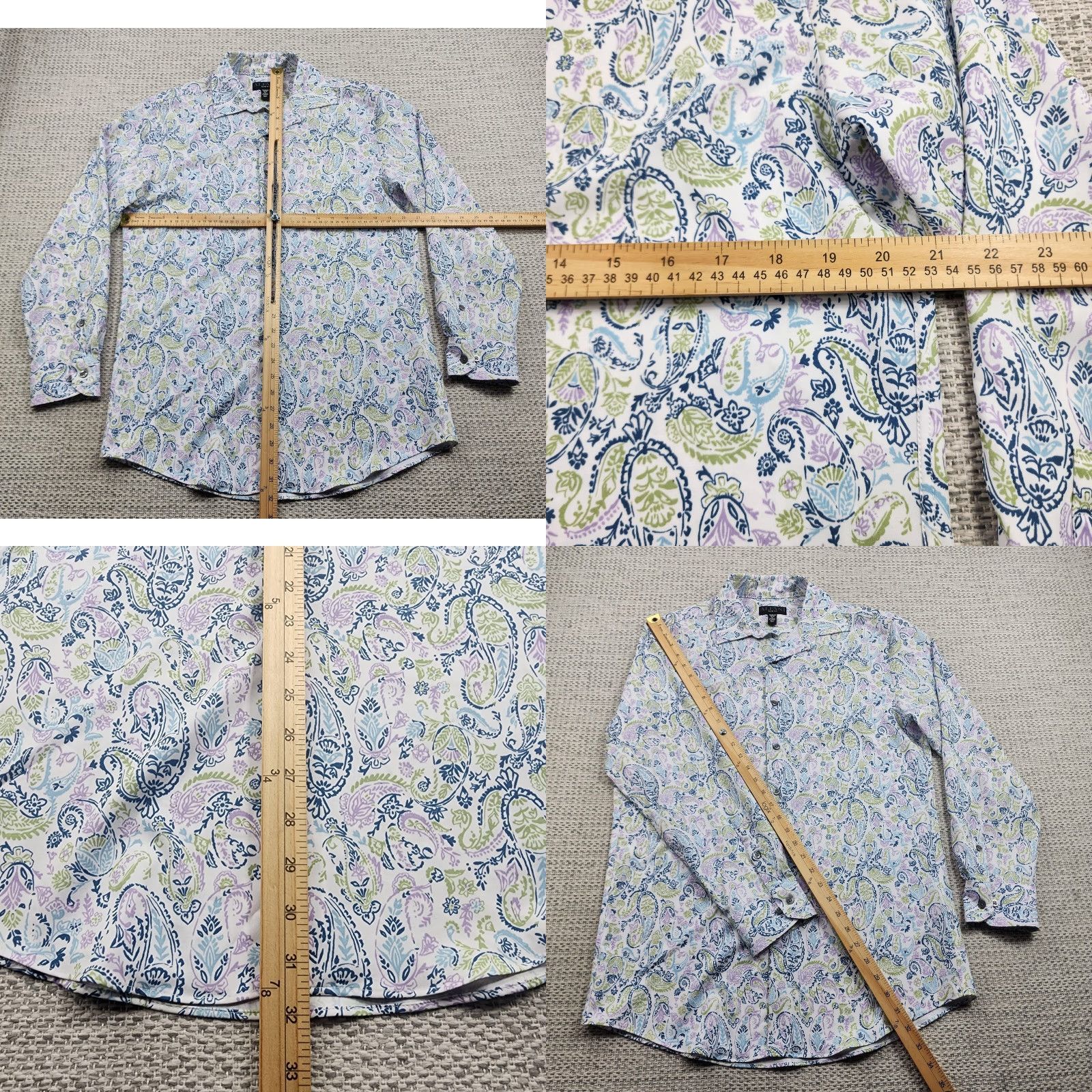 Alfani Alfani Shirt Mens 15-15.5 32-33 White Paisley Slim Fit Stretch Button-Down Shirt Size US L / EU 52-54 / 3 - 8 Thumbnail