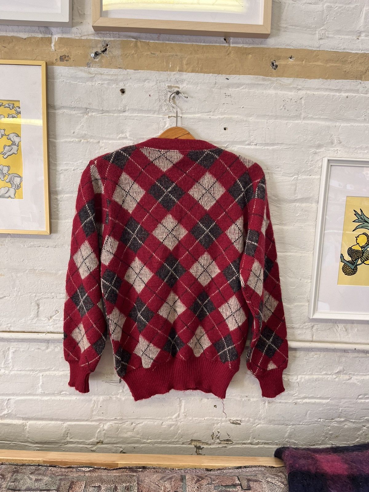 Jantzen × Vintage Vintage 50s/60s Jantzen Argyle Knit Wool Mohair Sweater Size US M / EU 48-50 / 2 - 7 Thumbnail