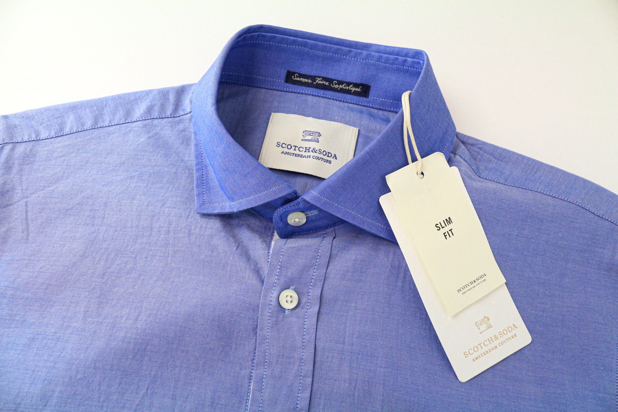 Scotch & Soda AMS COUTURE S Slim Blue Cotton Long Sleeve Shirt 75478 Size US S / EU 44-46 / 1 - 3 Thumbnail