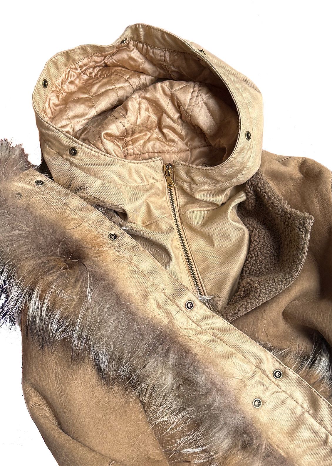 Dolce & Gabbana D&G Amovible Fur Hood Beige Shearling Coat Size S / US 4 / IT 40 - 7 Thumbnail