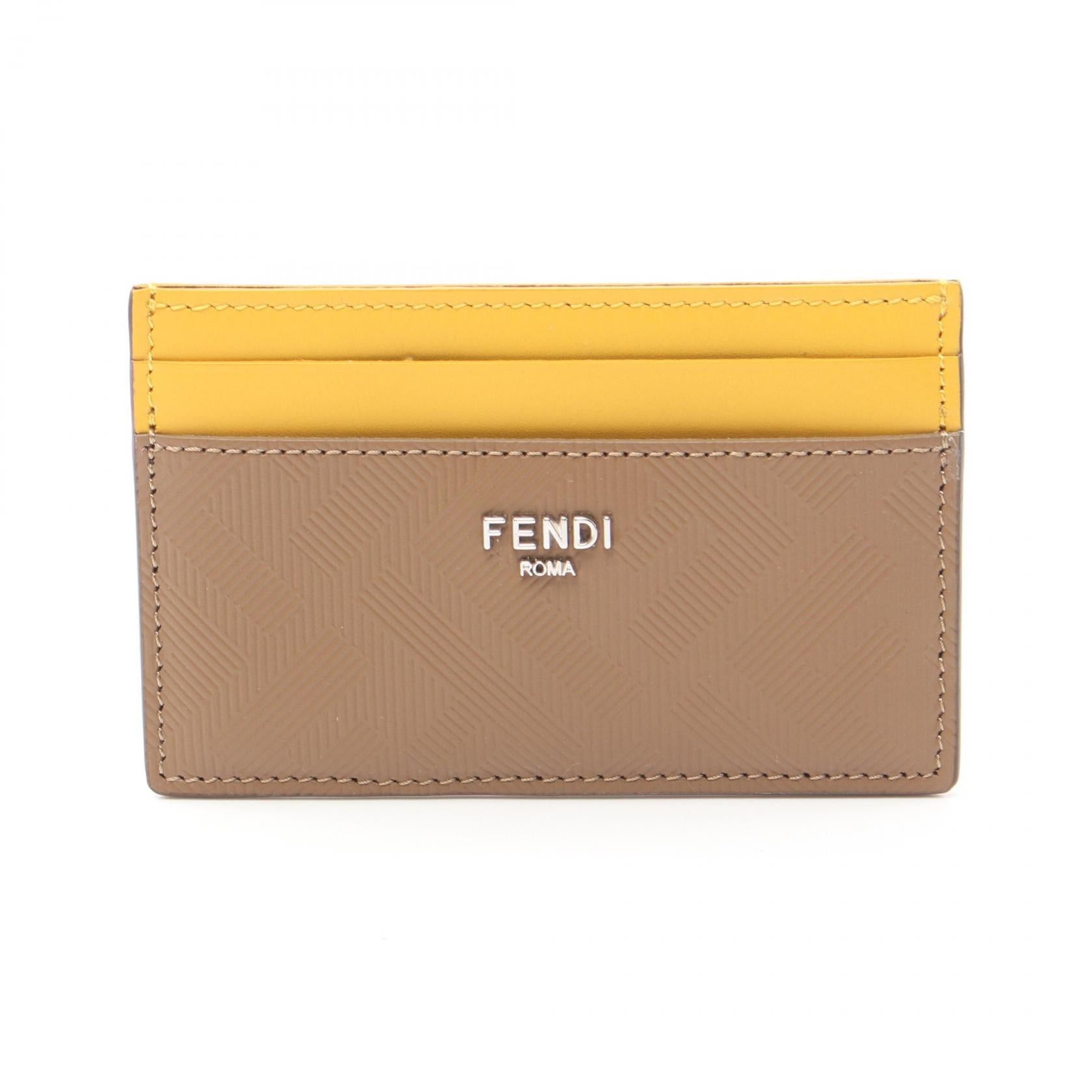 Fendi Fendi Shadow Card Case Leather Brown Size ONE SIZE - 1 Thumbnail