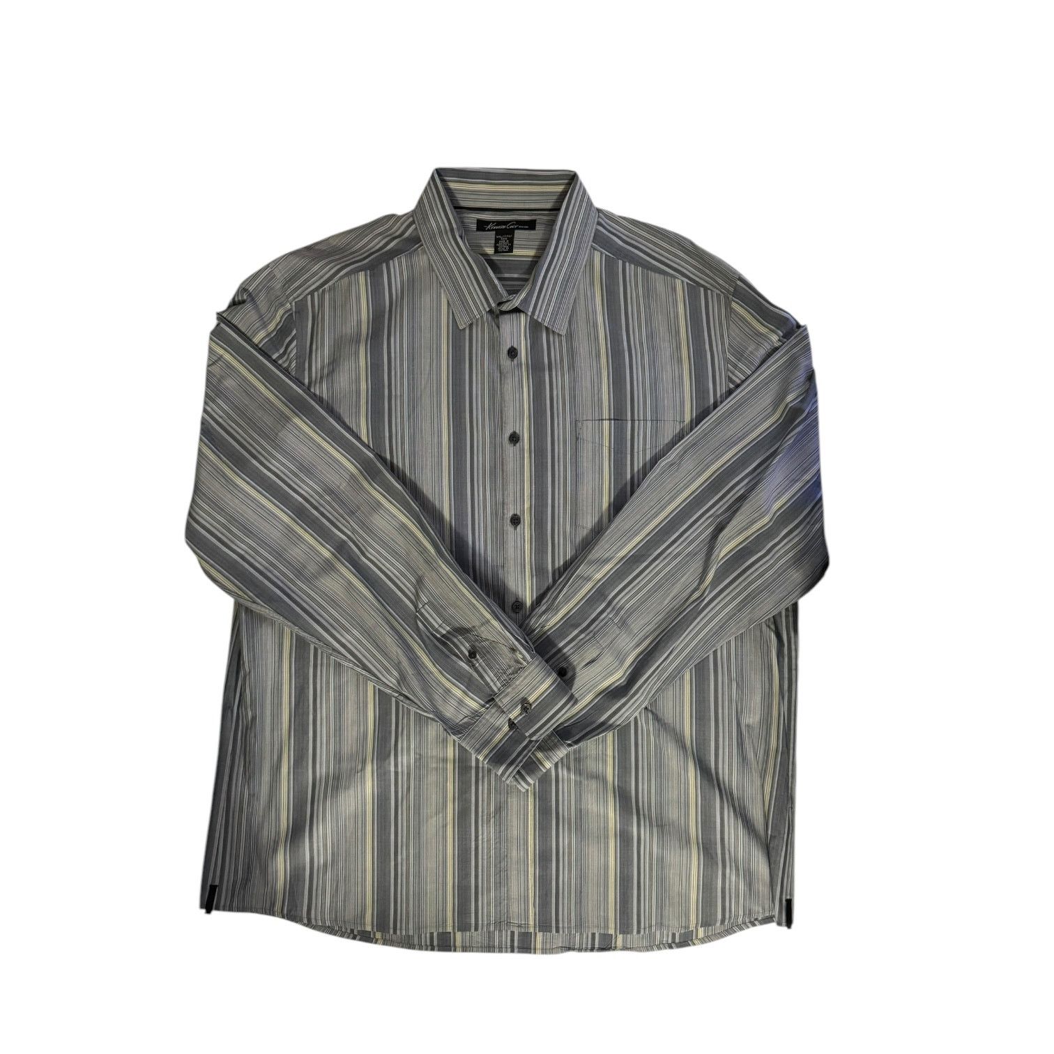 Kenneth Cole Kenneth Cole New York Dress Shirt Blue Gray Stripes XXL Size US XXL / EU 58 / 5 - 1 Thumbnail