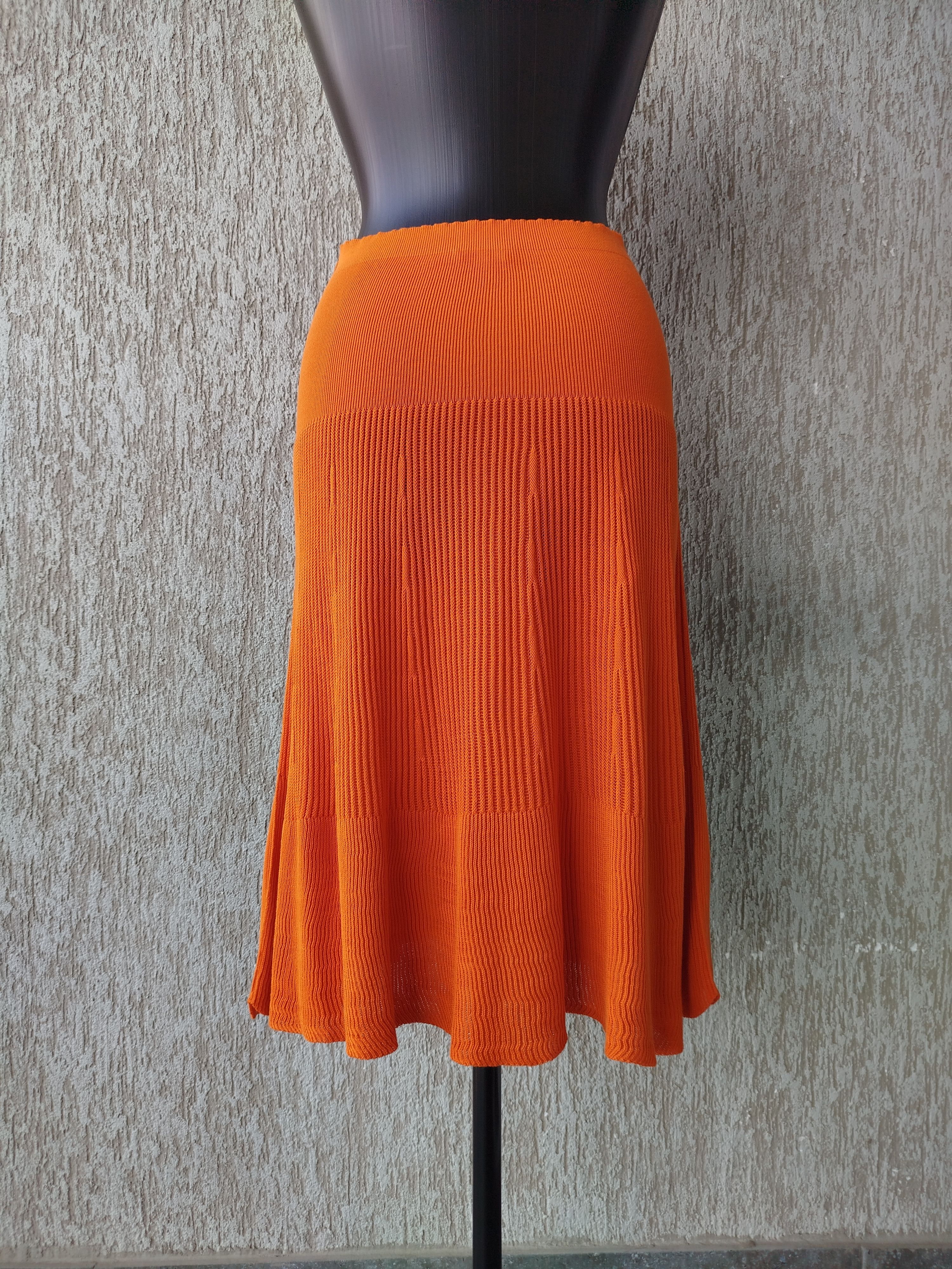 Sonia Rykiel Skirt Elastic Waist Knee Lingth Ribbed Knit Cotton Size 44 Size 32" / US 10 / IT 46 - 8 Thumbnail