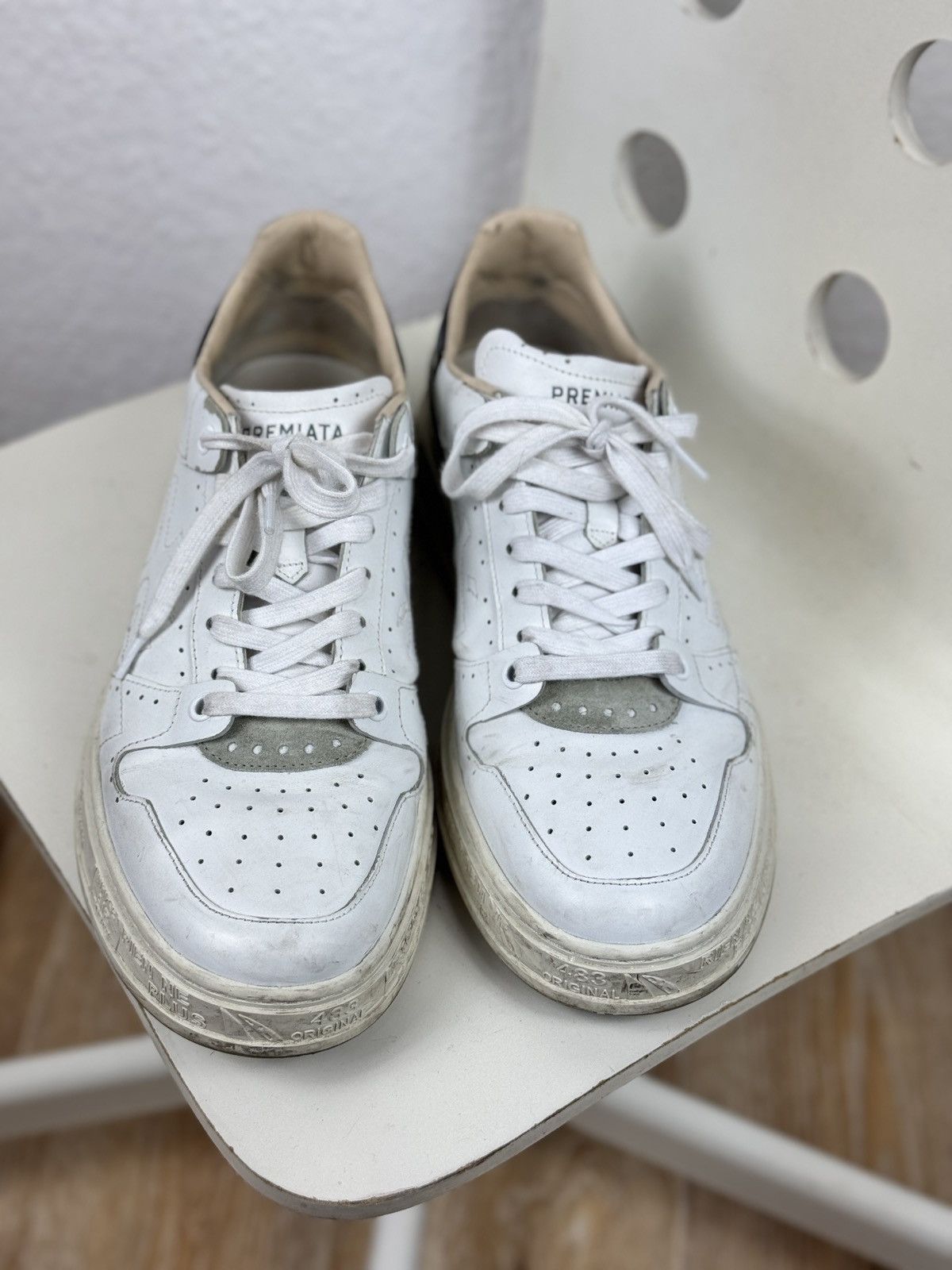 Premiata Men’s PREMIATA QUINN VAR.5254 White Leather Sneakers Size 43 Size US 9 / EU 42 - 5 Thumbnail
