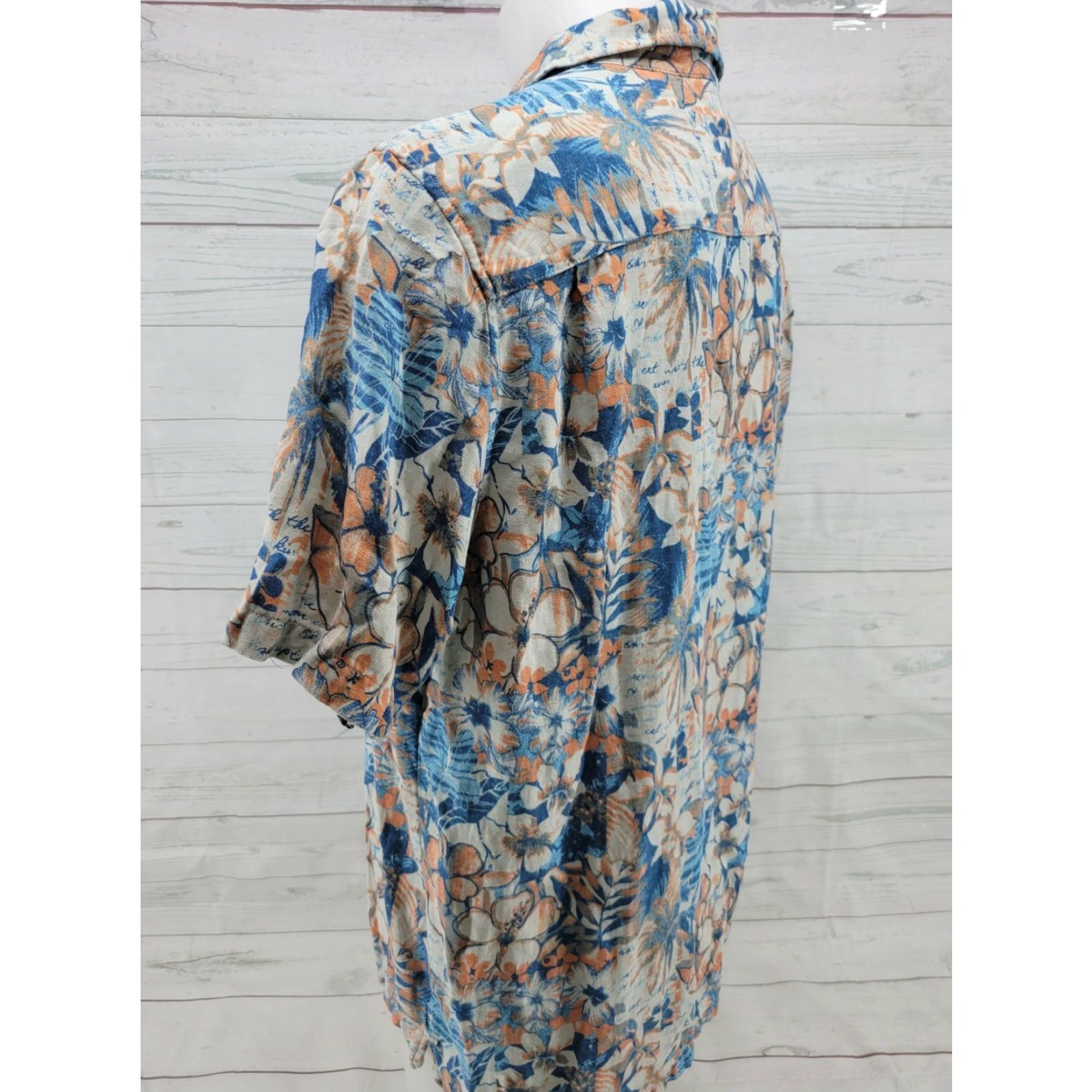 Vintage Margaritaville Men's XL Floral Print Hawaiian Button-Up Camp Shirt Silk/Linen Blend SS Size US XL / EU 56 / 4 - 7 Thumbnail