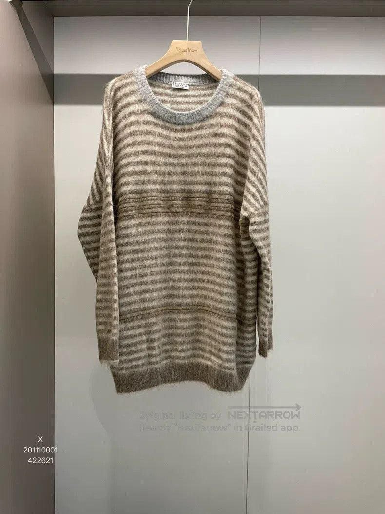 Brunello Cucinelli Brunello Cucinelli Studded striped new wool sweater Size XL / US 12-14 / IT 48-50 - 1 Thumbnail