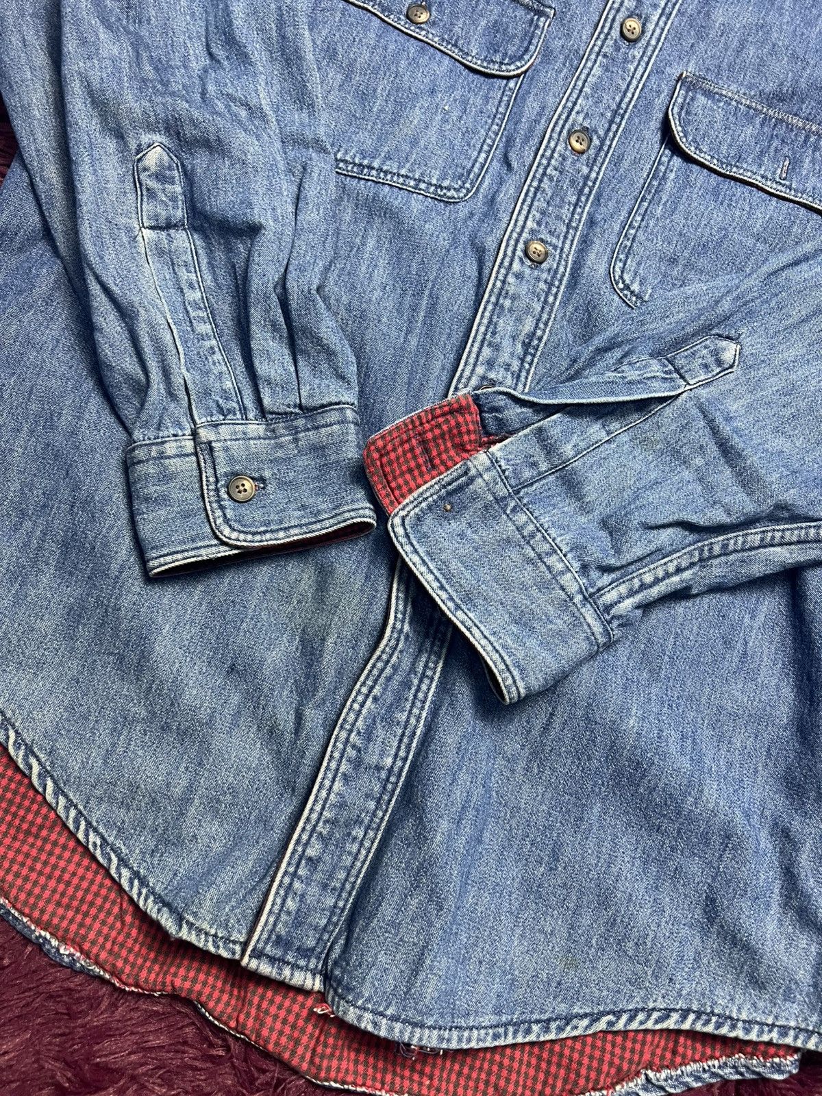 L.L. Bean Vintage L.L. Bean Flannel-Lined Denim Shirt Made in USA (46) Size US M / EU 48-50 / 2 - 4 Thumbnail