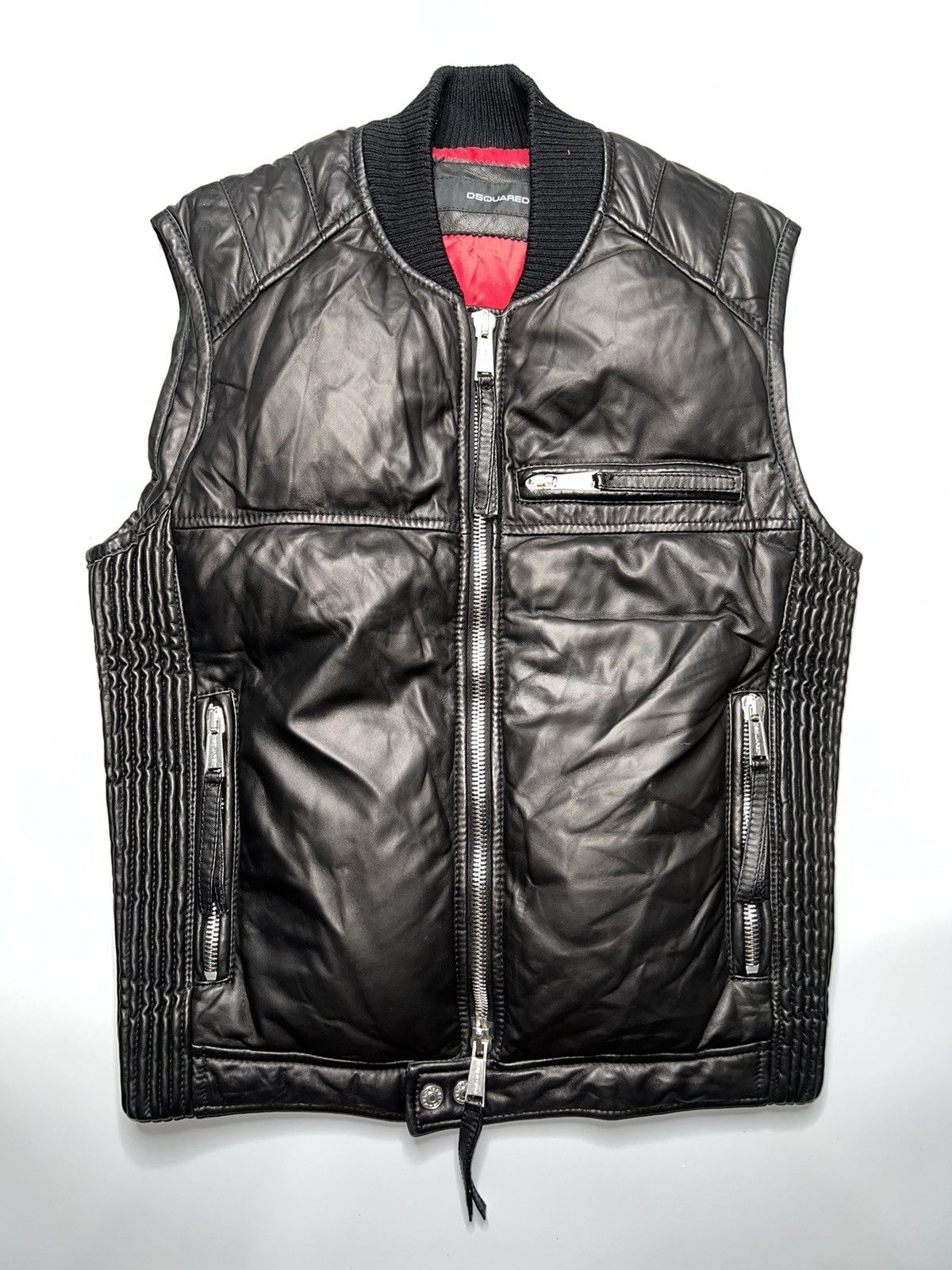 トップス DSQUARED2 Leather Zip Vest DSQUARED2 Leather Zip Vest
