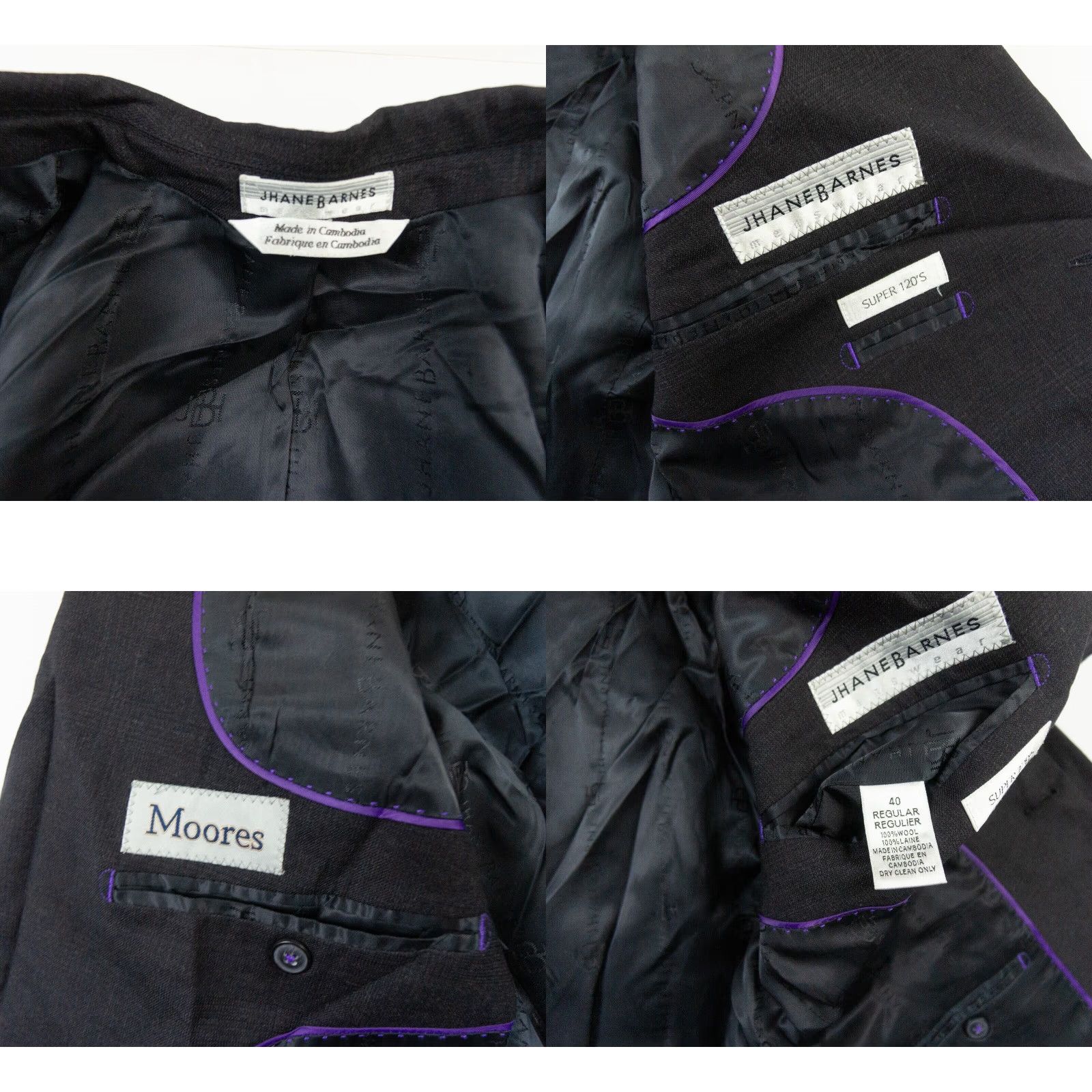 Vintage Jhane Barnes Men's Blazer 40 Regular Black Wool Sport Coat Size 40R - 8 Thumbnail