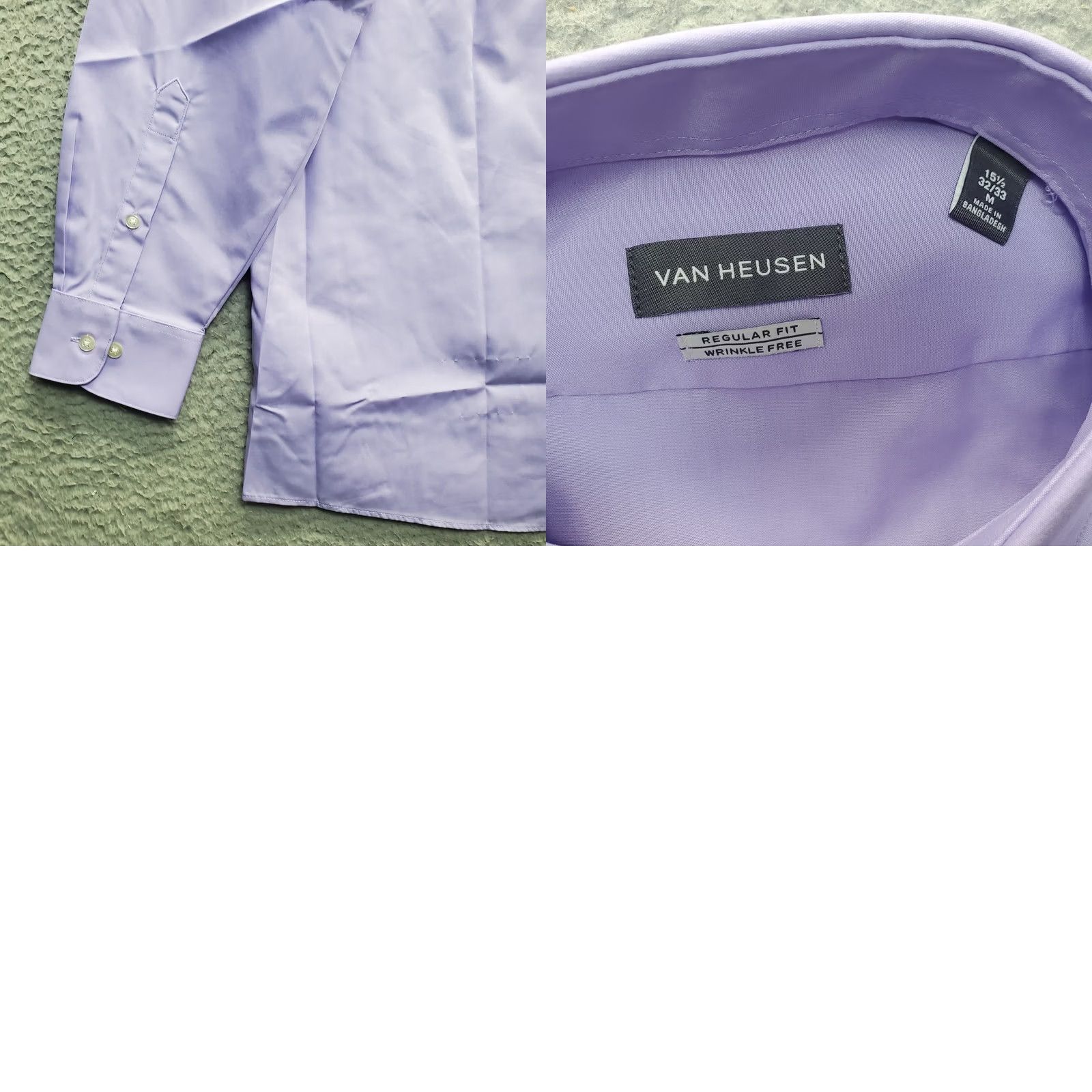 Van Heusen Van Heusen Dress Shirt Men M Purple Regular Button-Down Wrinkle Free 15.5 Neck Long Sleeve Solid Shirt Mens Size 40R - 8 Thumbnail