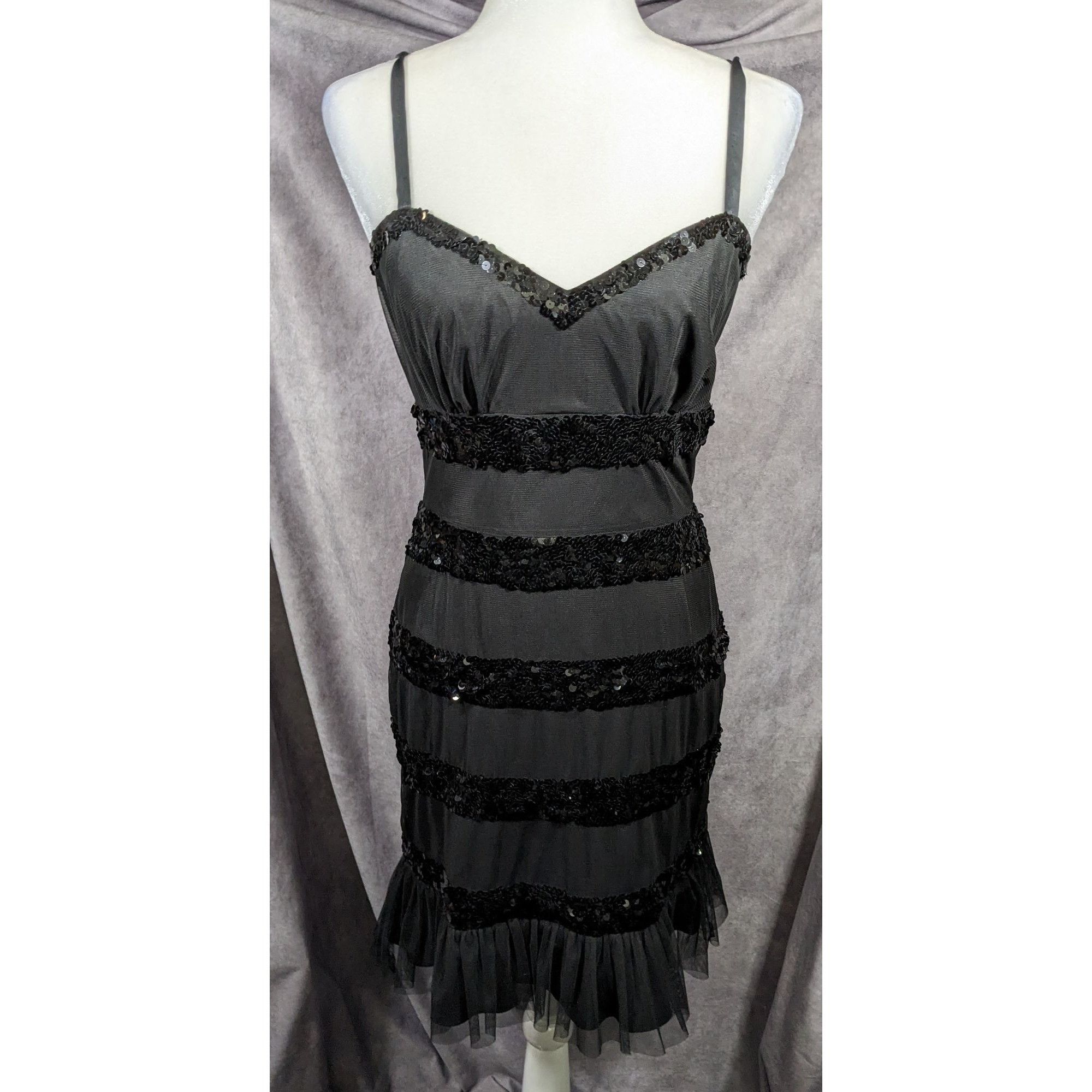 Betsey Johnson Betsey Johnson Evening Black Sequin Striped Dress Size 6 Size M / US 6-8 / IT 42-44 - 3 Thumbnail