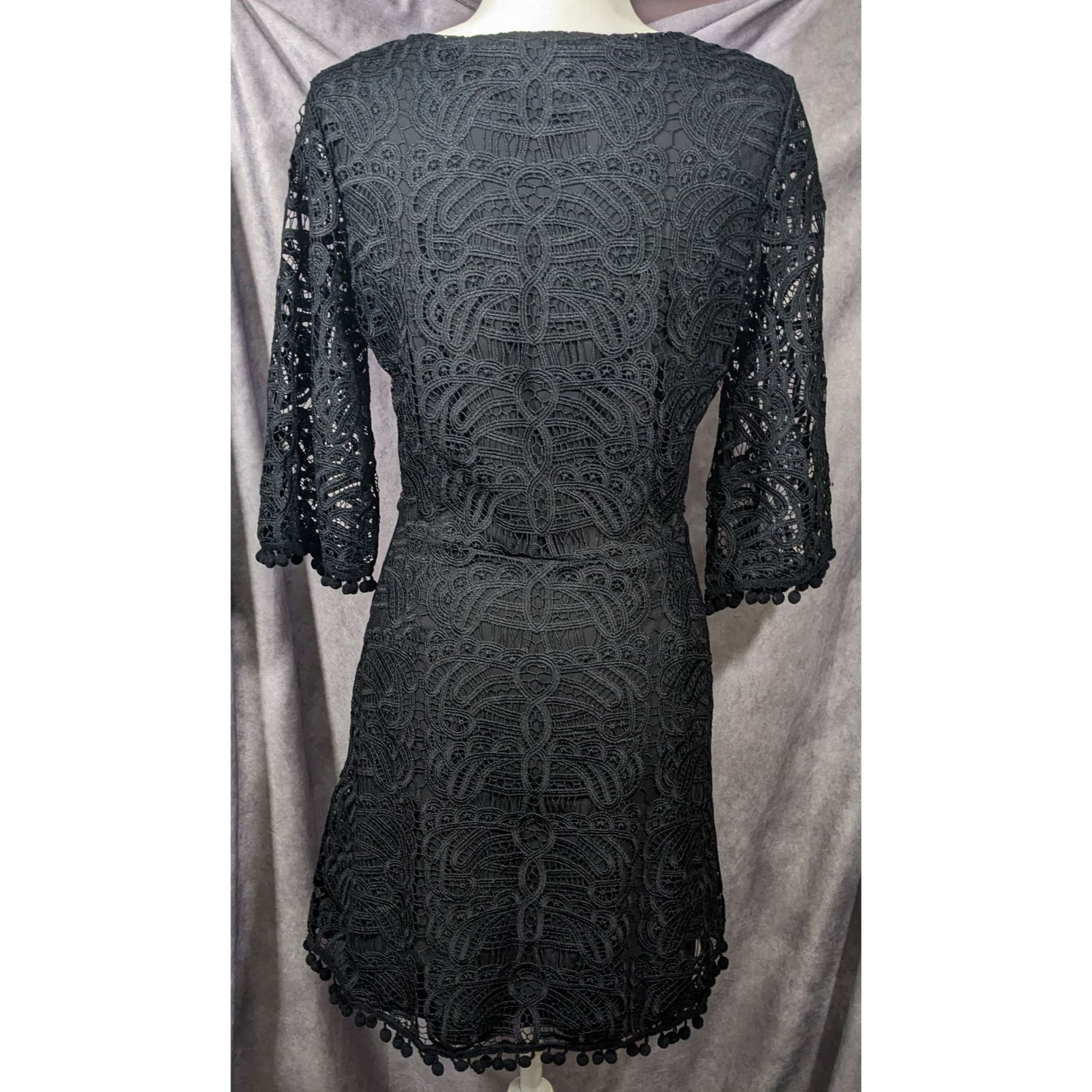 Other Tularosa Gothic Coal Black Lace Bell Sleeve Tie Front Dress Size M / US 6-8 / IT 42-44 - 6 Thumbnail