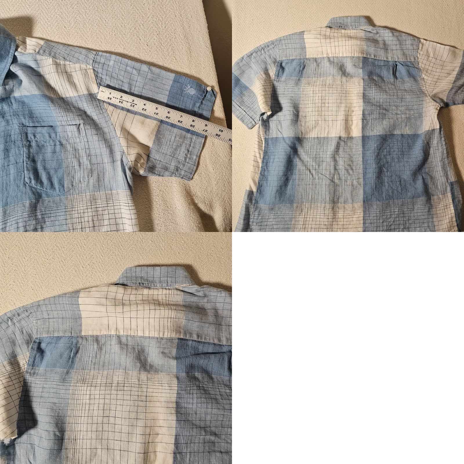 Cubavera Cubavera Shirt Mens L Blue Linen Checkered Button Short Sleeve Beach Size US L / EU 52-54 / 3 - 8 Thumbnail