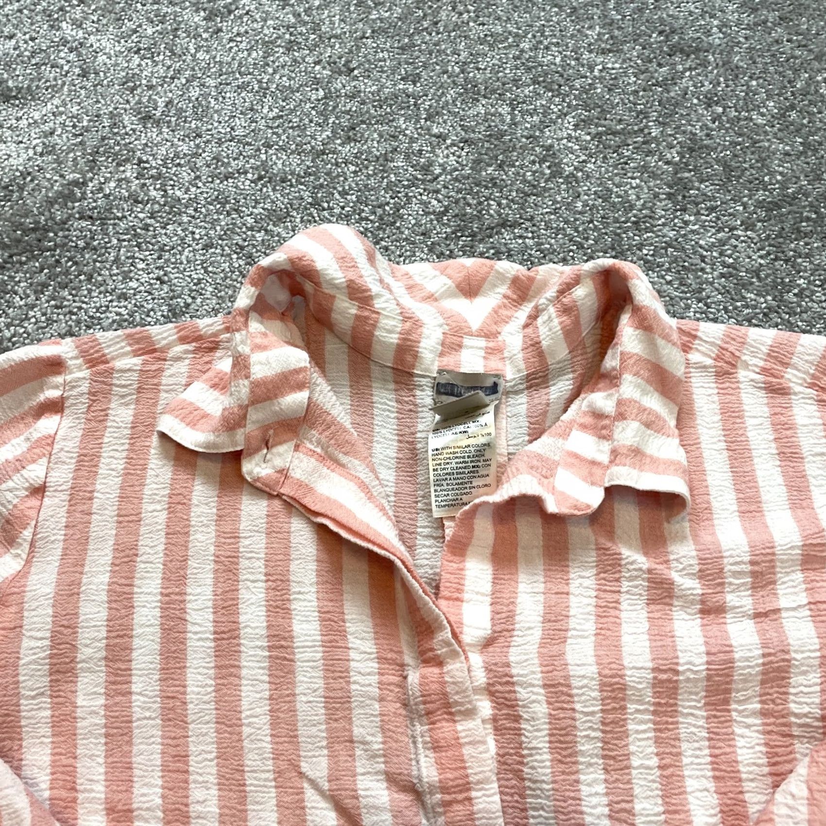 Vintage Chico's Womens Button Up Shirt Orange Striped Long Sleeve Top Size L Regular Size L / US 10 / IT 46 - 2 Thumbnail