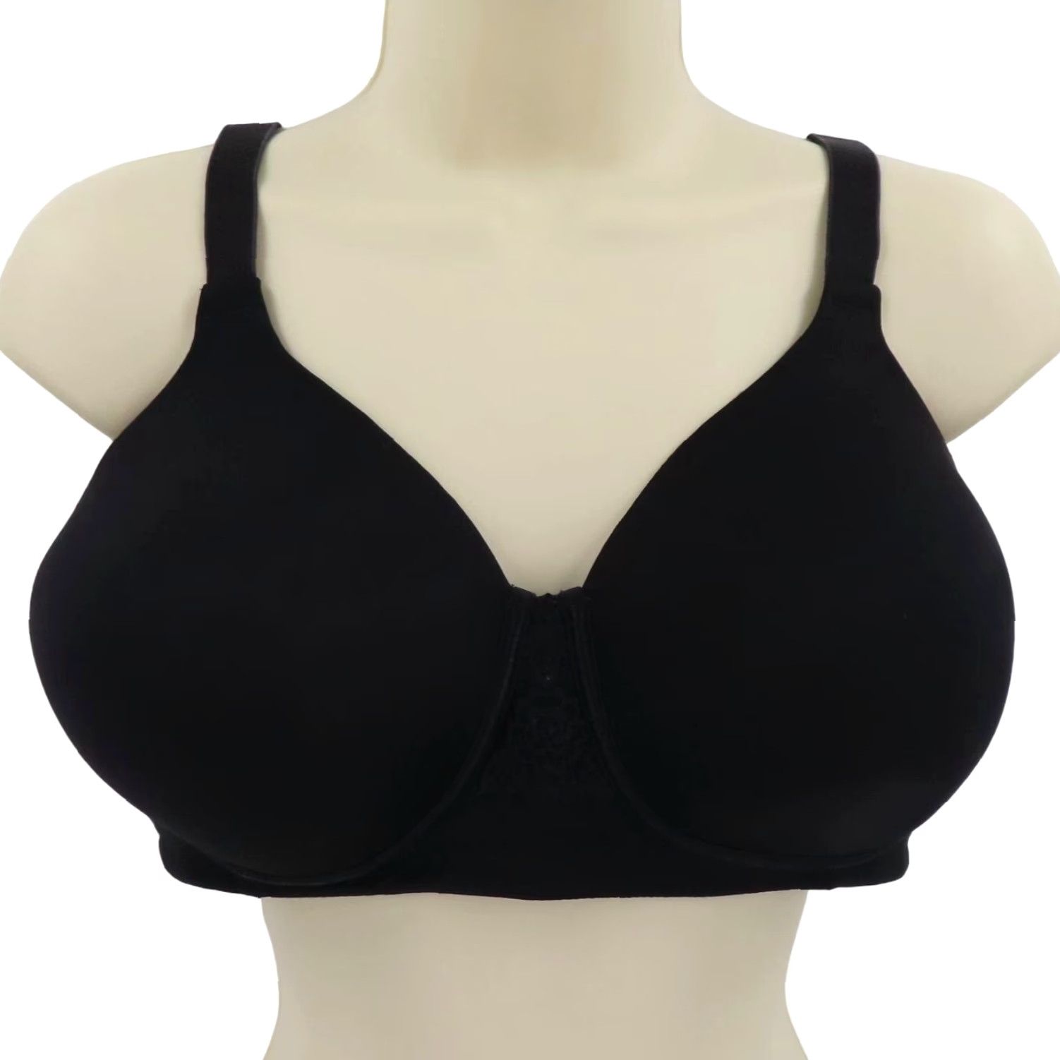 Vintage VANITY FAIR Bra 38D Full Figure Beauty Back Smoother Wireless Black 71380 Women T-Shirt Bra Sexy Back Support Size ONE SIZE - 2 Thumbnail