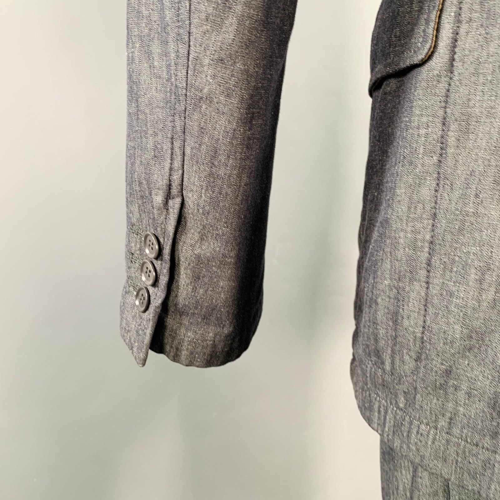 Calvin Klein CALVIN KLEIN Grey Charcoal Cotton Linen Blend Suit Size 40S - 6 Thumbnail