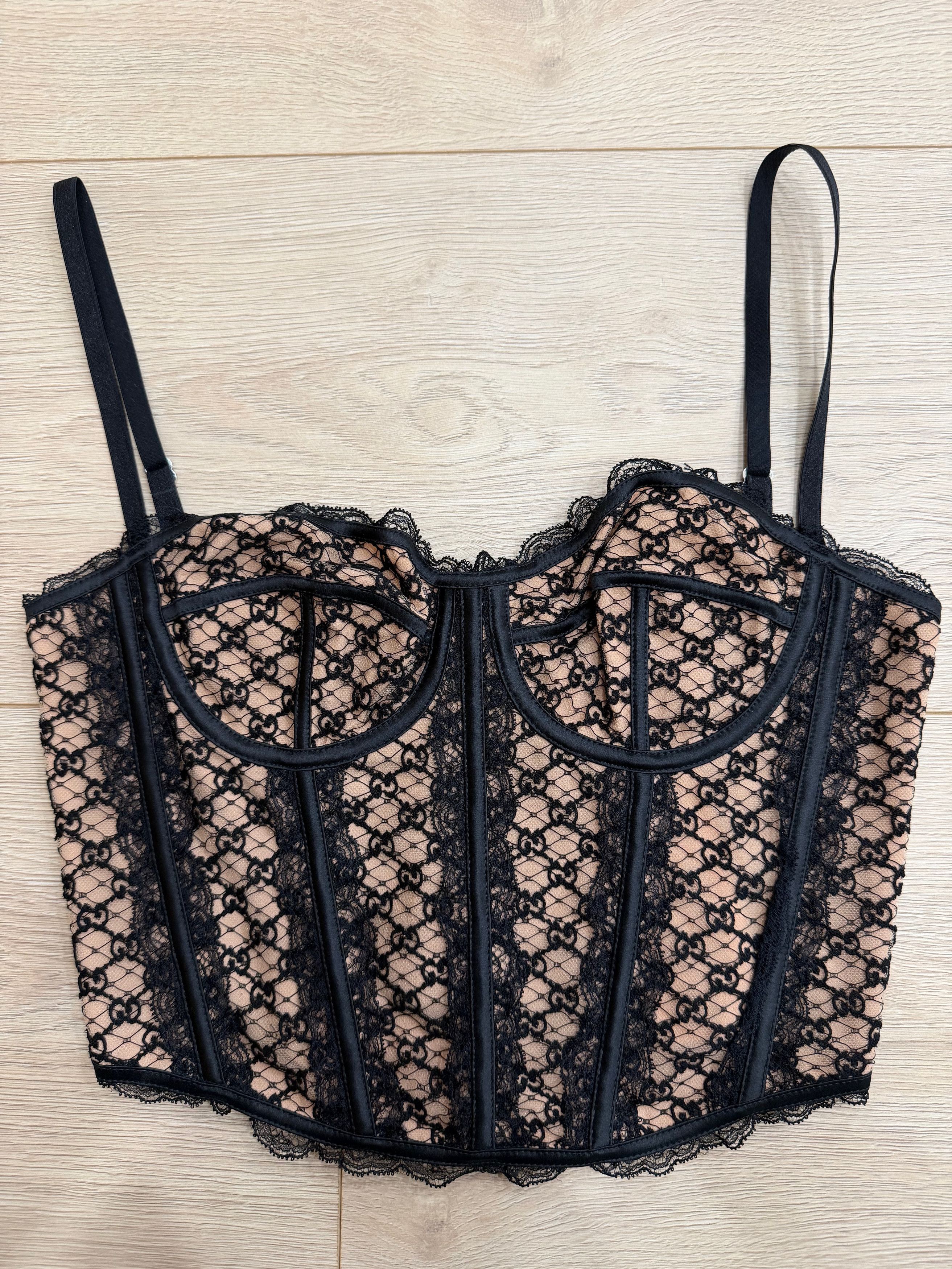 Gucci Gucci GG Net Corset Nude Lace Logo Bustier Shirt Top Medium Size M / US 6-8 / IT 42-44 - 2 Thumbnail
