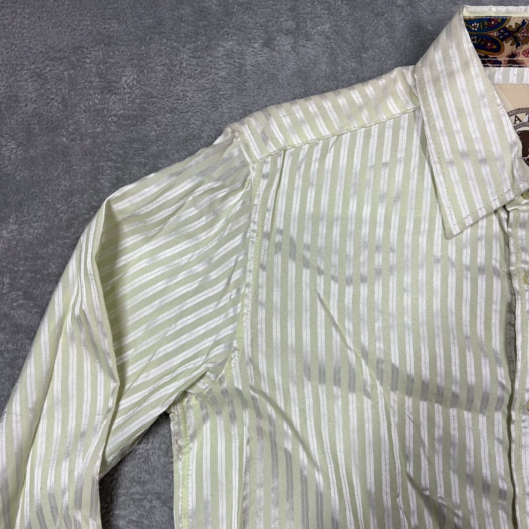 Cougar VINTAGE Platini Jeans Cougar Men’s Shirt Striped Green Button-Up Long Sleeve Size S EUC Size US S / EU 44-46 / 1 - 5 Thumbnail