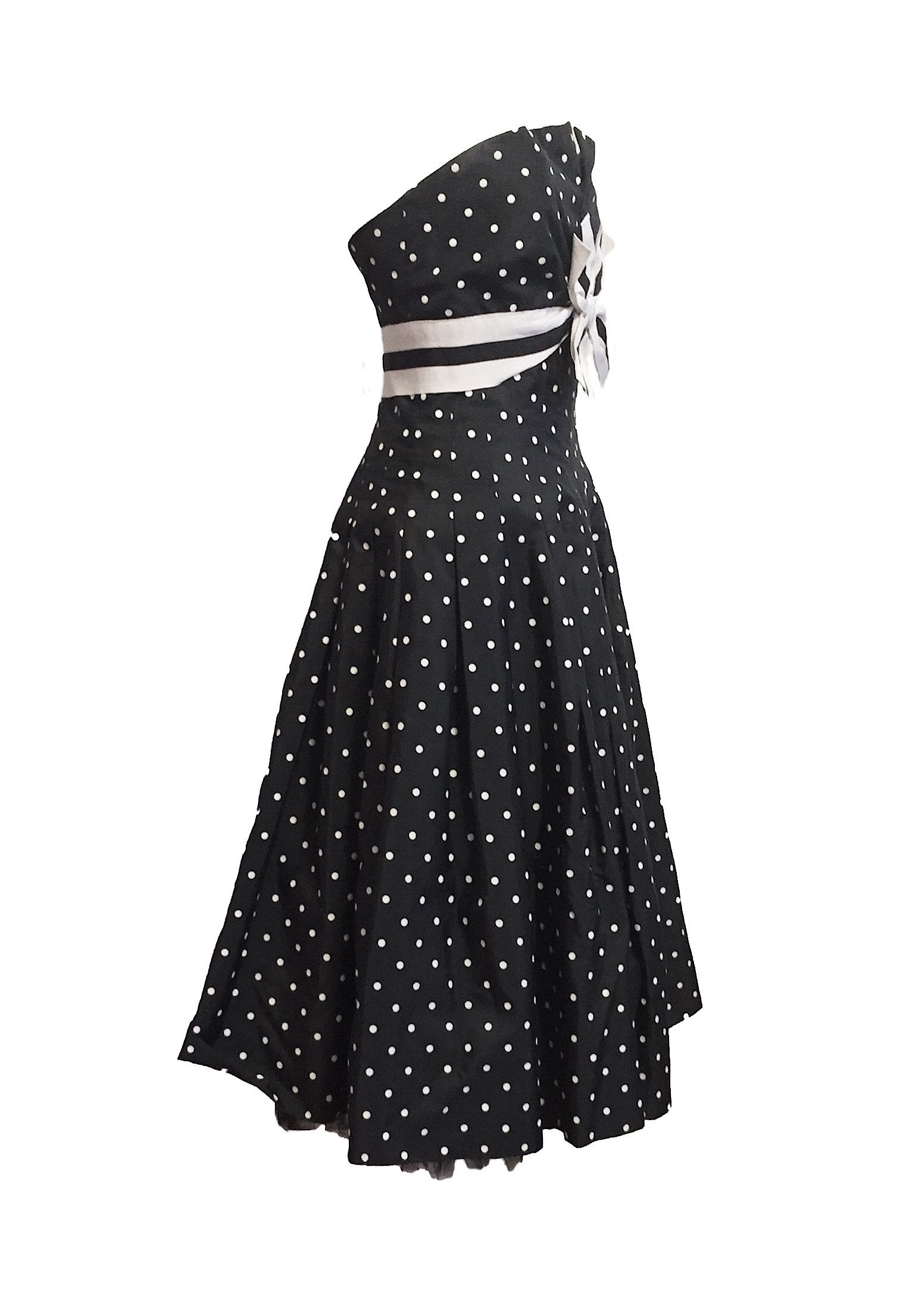 Other Vintage Victor Costa Polka Dot Cocktail Dress Size S / US 4 / IT 40 - 3 Thumbnail