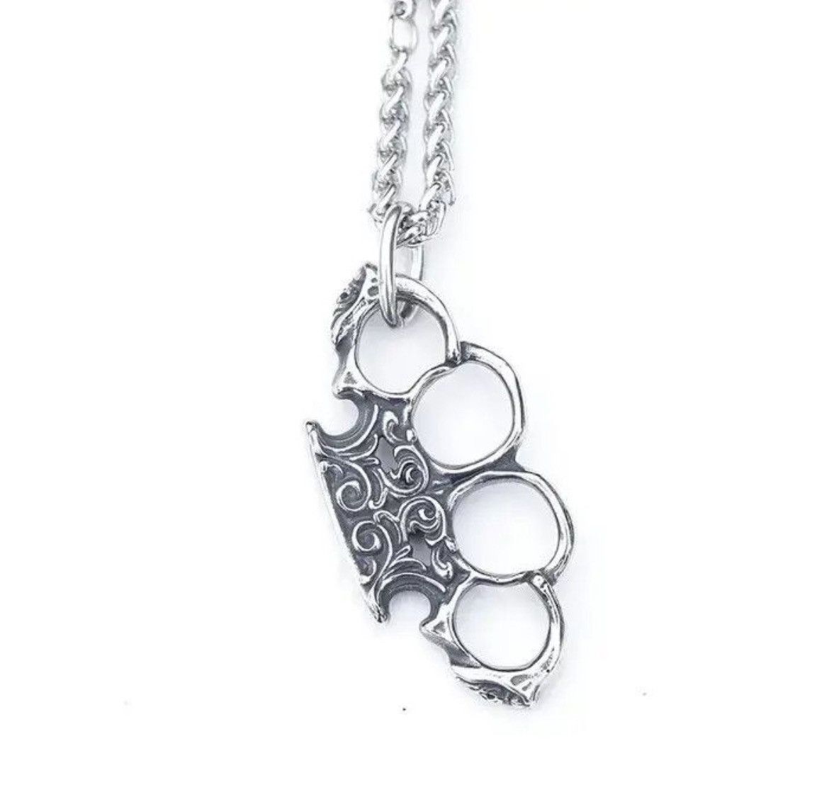 Jewelry × Vintage Unique Design Steel metal brass knuckles charms Pendant Size ONE SIZE - 2 Thumbnail