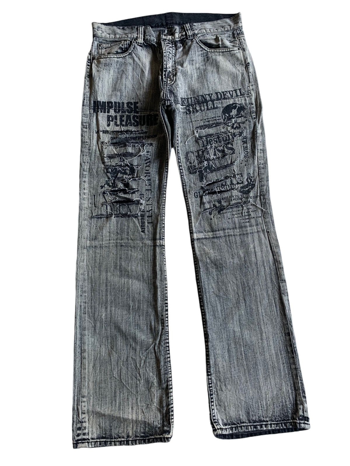Tornado Mart FLARE IMPULSE PLEASURE FUNNY DEVIL SKULL RUSTY PUNK STYLE ☠️ Size US 33 - 5 Thumbnail