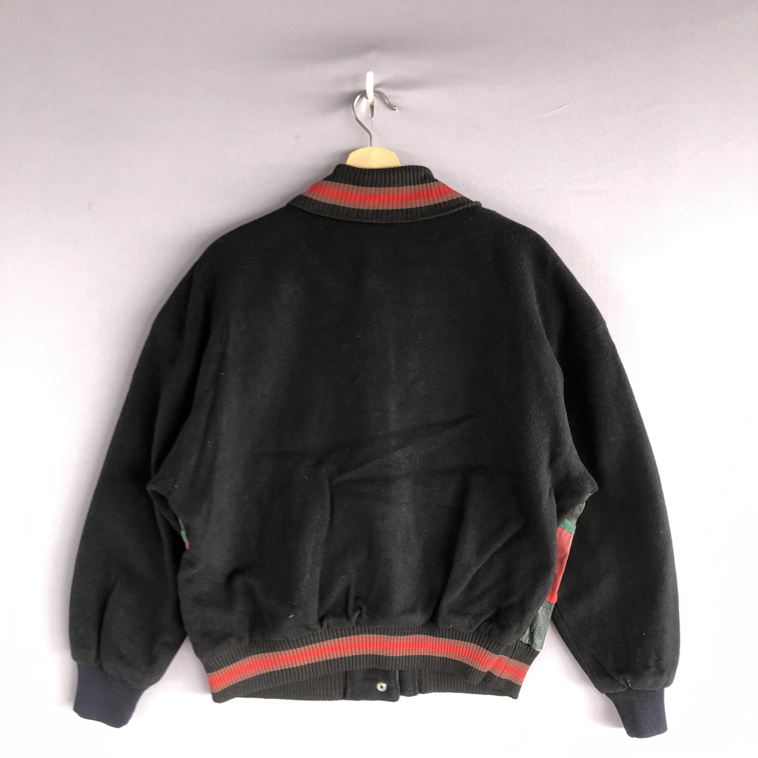Vintage Vintage 90s Chandelier Tartan Leather Varsity Wool Jacket Size US M / EU 48-50 / 2 - 2 Thumbnail
