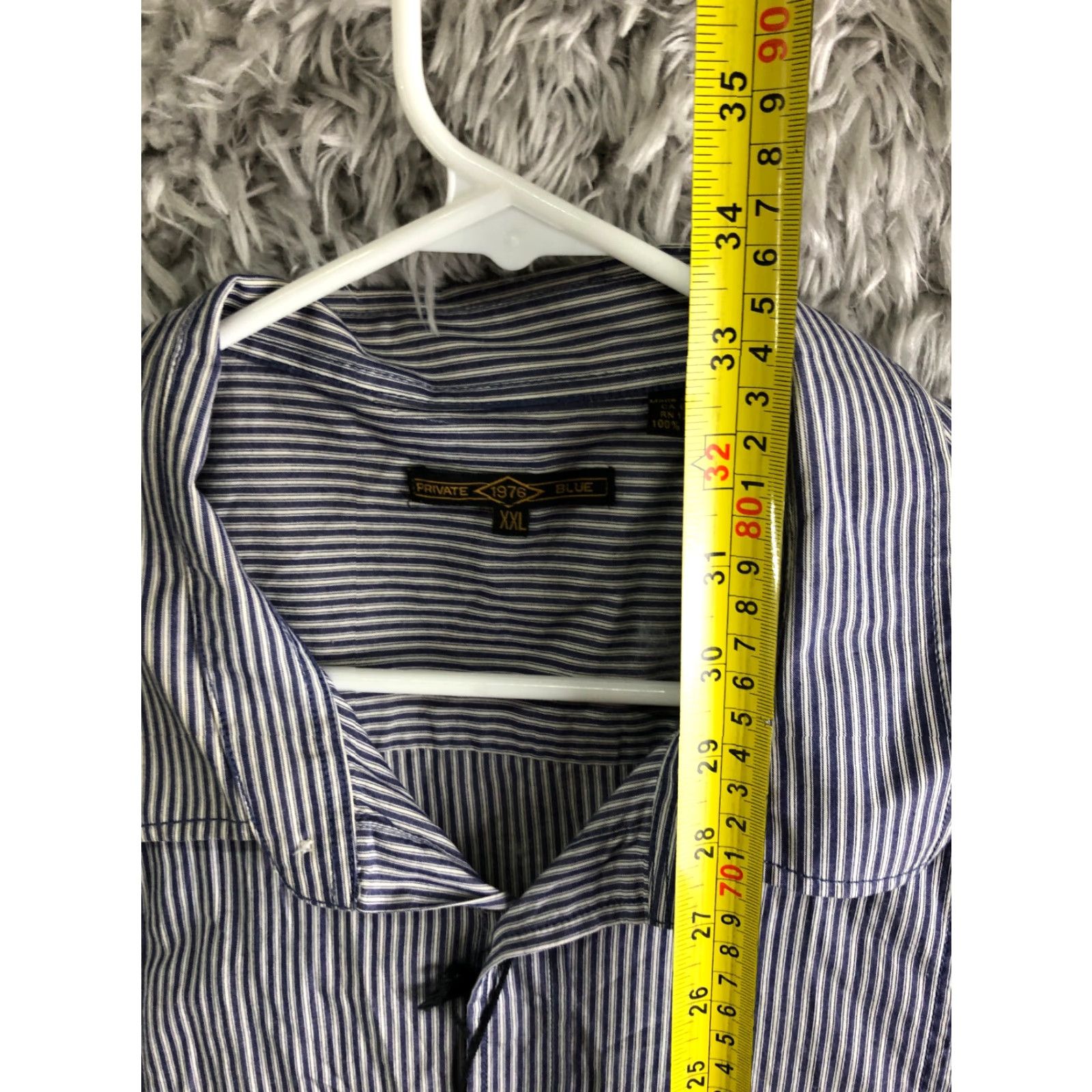 Vintage PRIVATE BLUE 1976 Shirt XXL Blue Striped Long Sleeve Spread Collar Shirt Mens Regular Size Blue Striped Casual 1976 Size US XXL / EU 58 / 5 - 5 Thumbnail