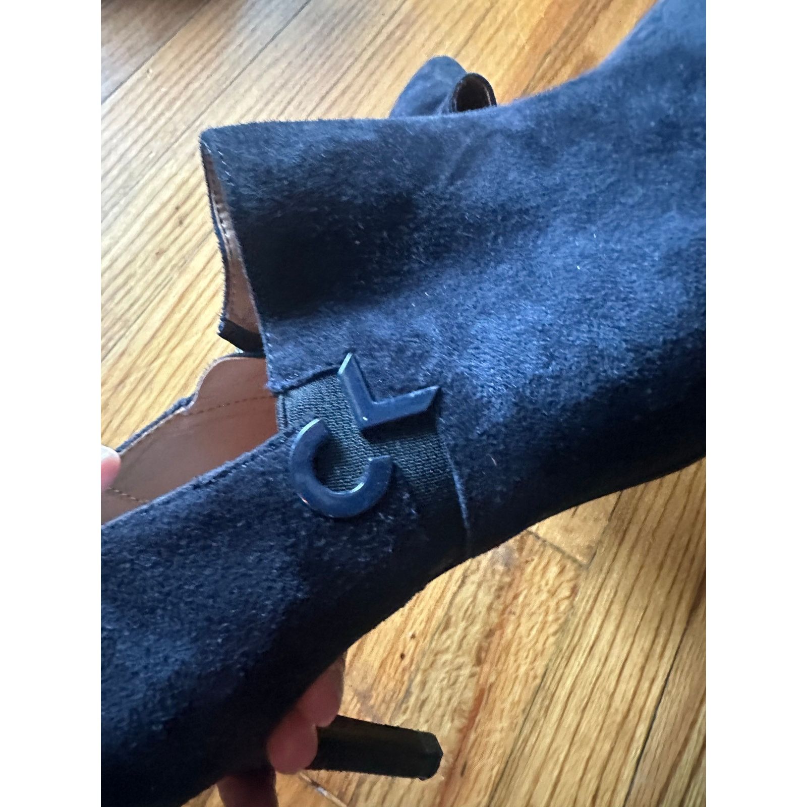 Calvin Klein Calvin Klein Joanie Dark Blue Suede Ankle Booties Women’s 8 Size US 8 / IT 38 - 2 Thumbnail