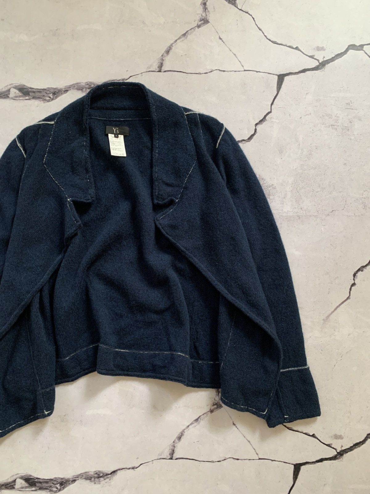 Yohji Yamamoto Rare Y's Yohji Yamamoto Wool Knit Cardigan Navy Blue Size M / US 6-8 / IT 42-44 - 3 Thumbnail