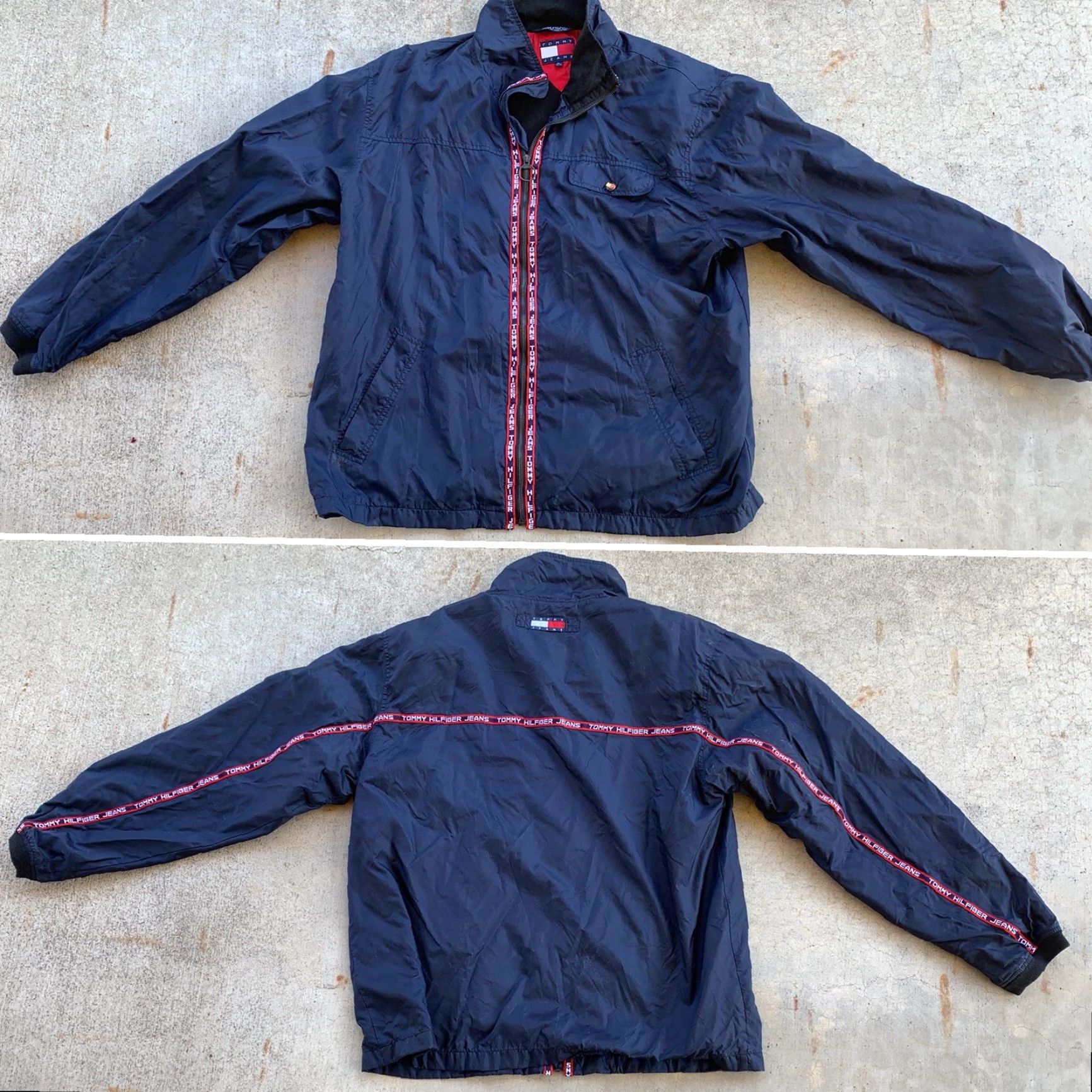 Tommy Hilfiger VINTAGE Tommy Jeans Windbreaker Jacket TOMMY HILFIGER JEANS Spell Out XL Size US 36 / EU 52 - 4 Thumbnail