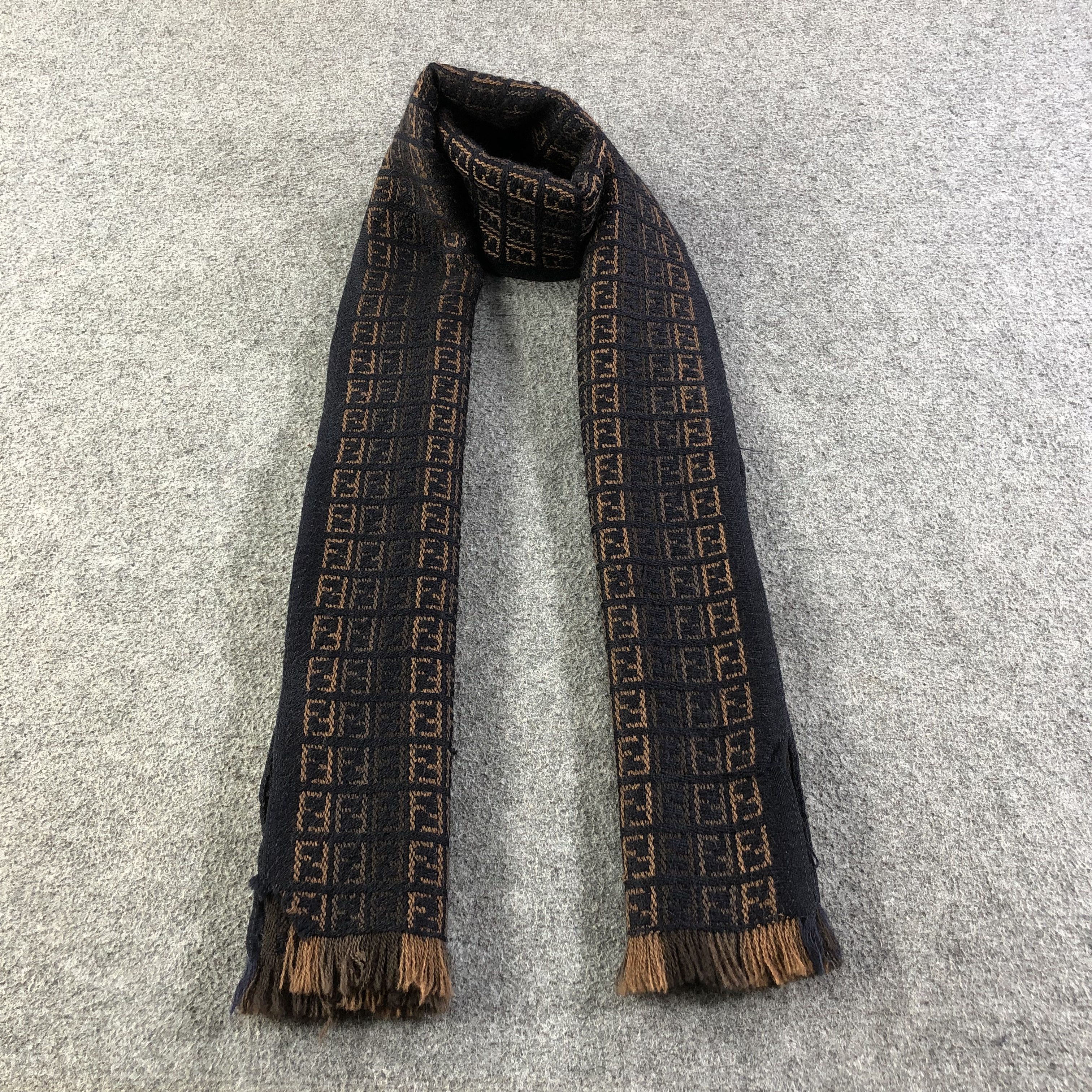 Vintage Fendi FF Monogram Wool Scarf Muffler V1187 Size ONE SIZE - 1 Thumbnail