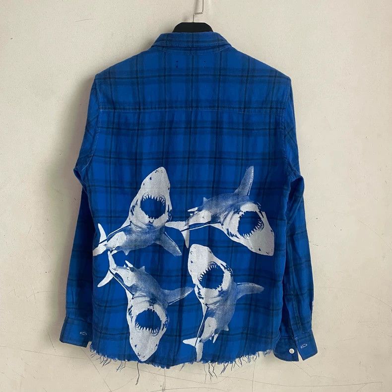 Amiri Amiri 18SS DISTRESSED PRINTED CHECKED COTTON-FLANNEL SHIRT Size US M / EU 48-50 / 2 - 2 Thumbnail