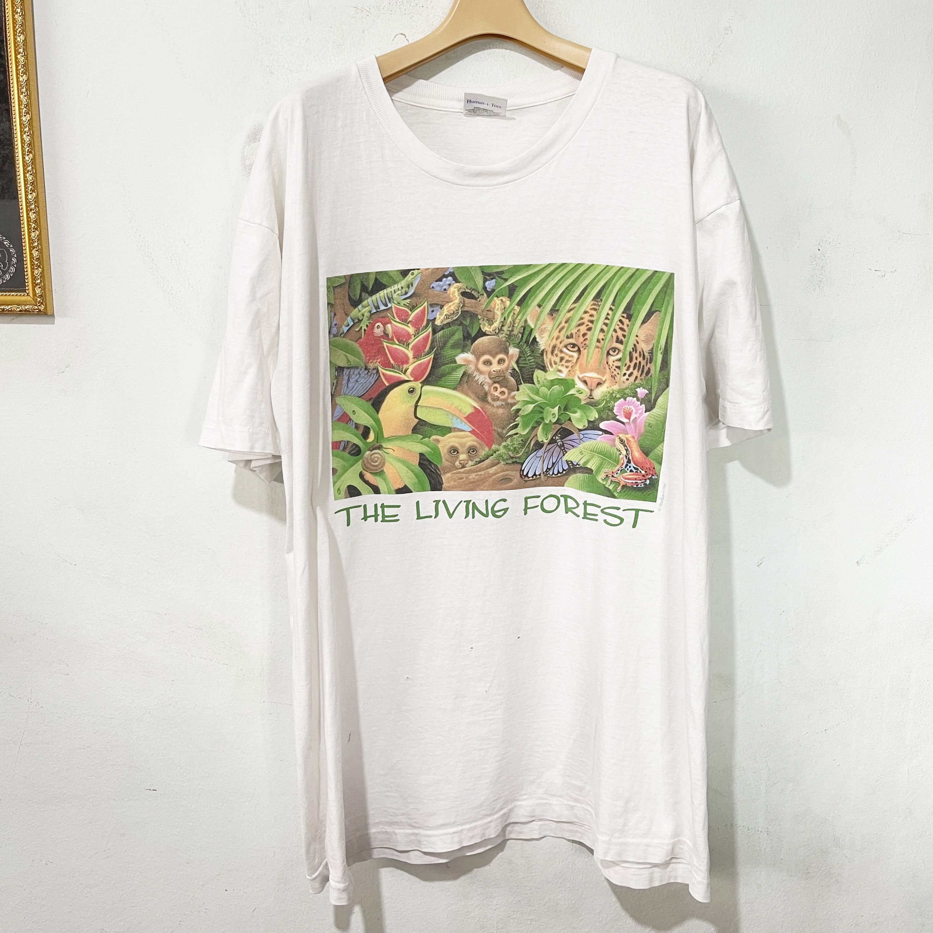 Vintage Vintage 90s Human-i-Tees The Living Forest T-Shirt Size US XL / EU 56 / 4 - 1 Thumbnail