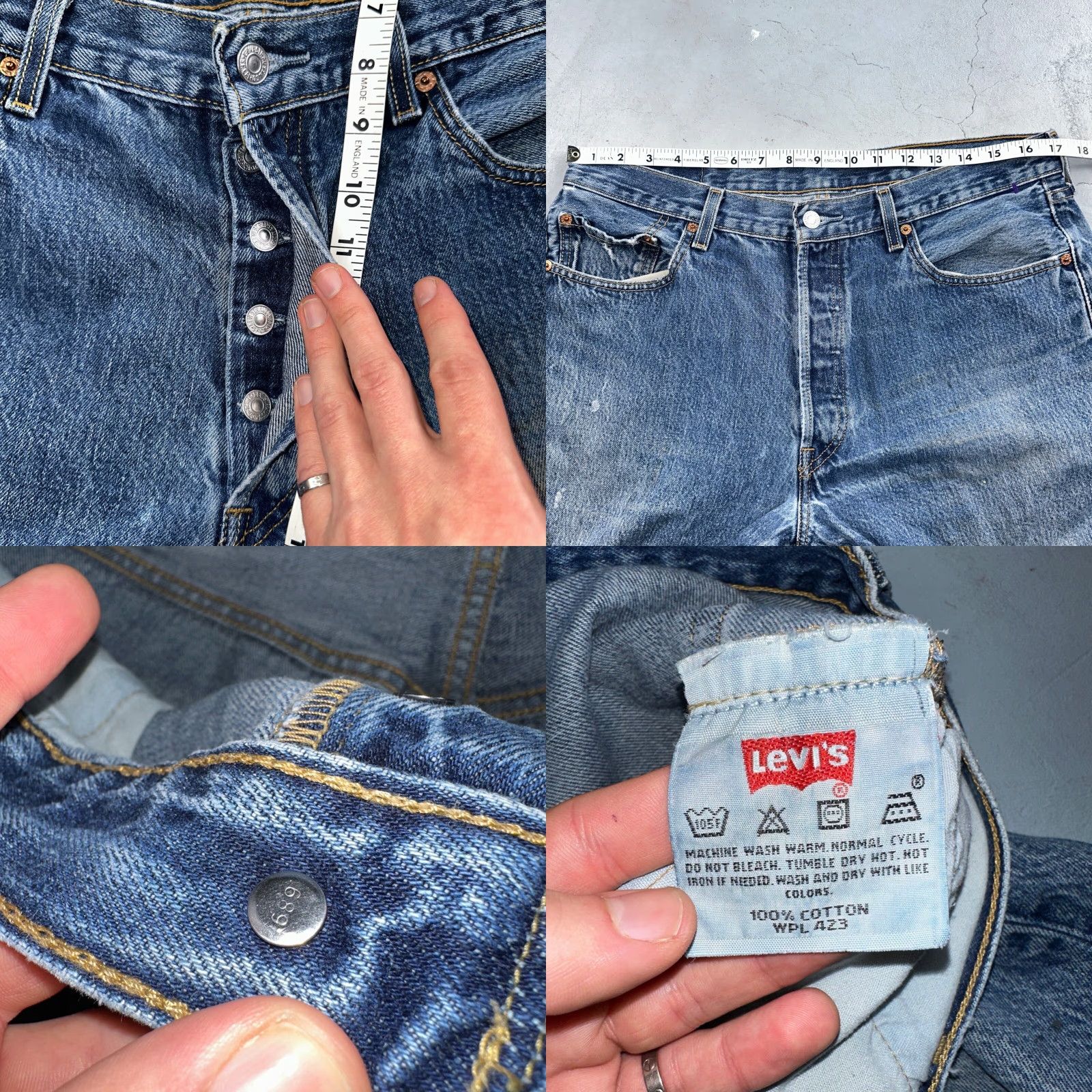 Levi's Levi's 501 Jeans Vintage 90s Mexico Straight Levi's 501 Series Men Regular 36x32 Blue Denim Cotton Size US 36 / EU 52 - 8 Thumbnail
