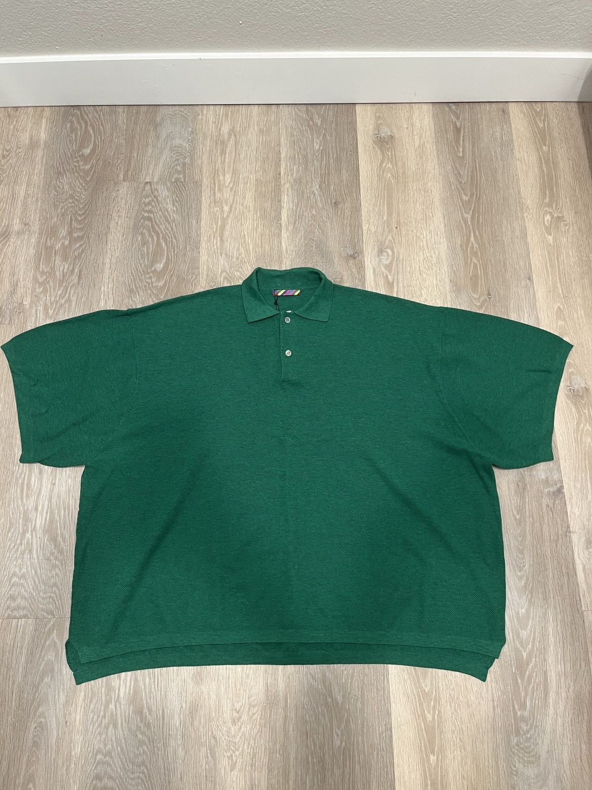 image of Is Ness Is-Ness Green Over Size Knit Polo, Men's