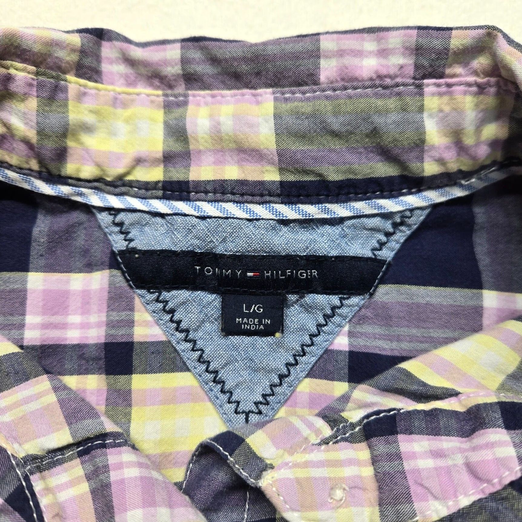Tommy Hilfiger VINTAGE Tommy Hilfiger Women's Shirt Long Sleeve Plaid Button-Up Classic Fit Purple L Size L / US 10 / IT 46 - 3 Thumbnail
