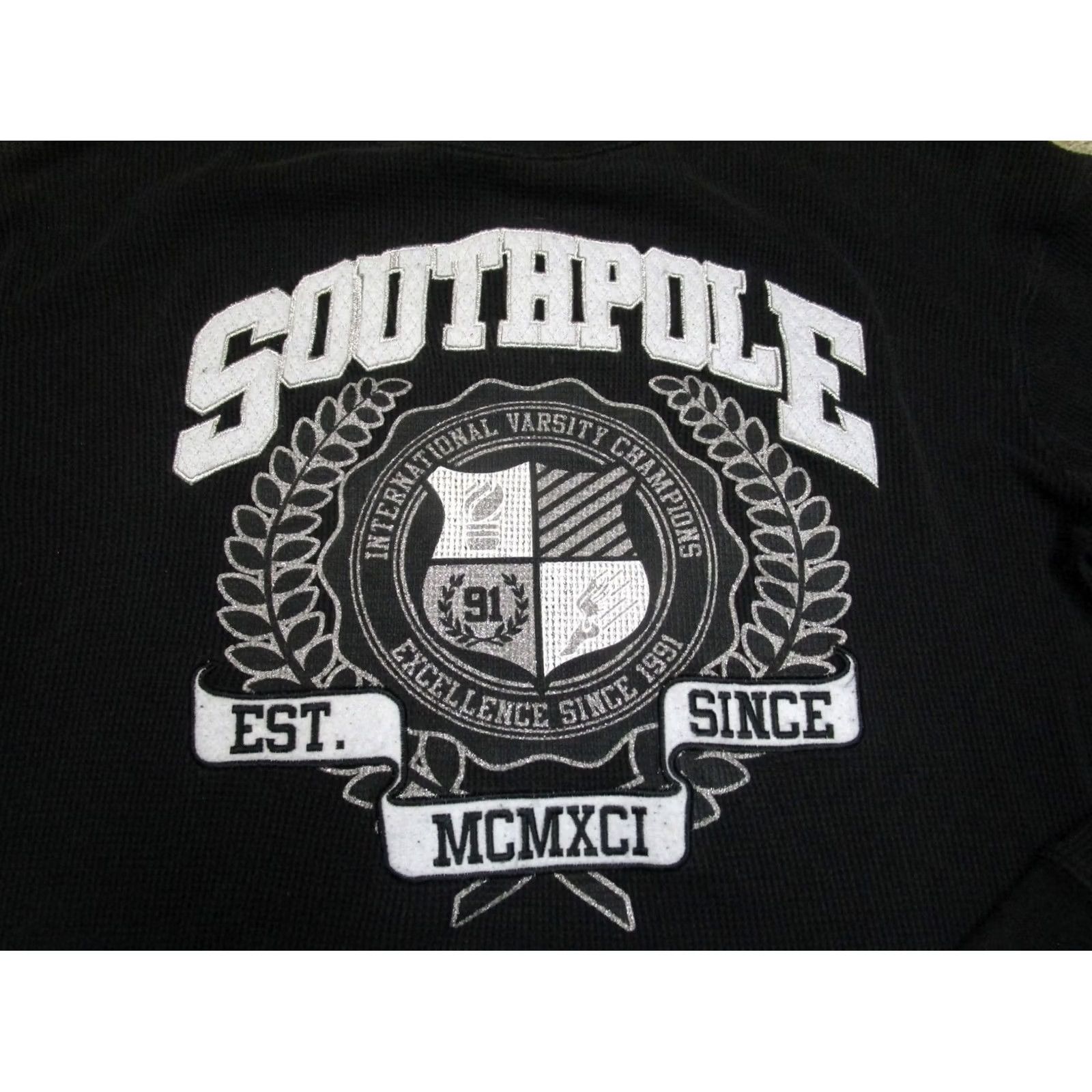 Southpole Southpole Shirt Men XL Black Thermal Waffle Long Sleeve Graphic Print Hip Hop Size US XL / EU 56 / 4 - 2 Thumbnail