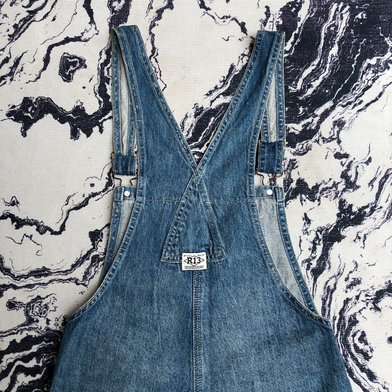 R13 R13 Distressed Denim Short Overalls Size 30" / US 8 / IT 44 - 5 Thumbnail