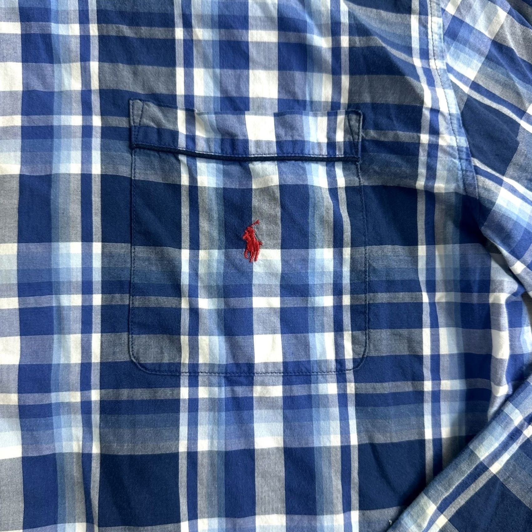 Ralph Lauren Polo Ralph Lauren Button Shirt Mens Large Plaid Blue Pajama Top Sleepwear Cotton Size US L / EU 52-54 / 3 - 6 Thumbnail