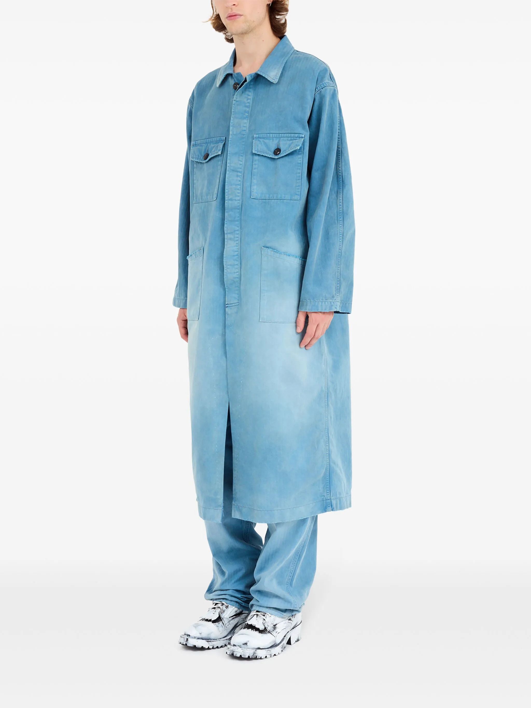 Maison Margiela o1w1db10226 Cotton Trench Coat in Light Blue Size US S / EU 44-46 / 1 - 5 Thumbnail
