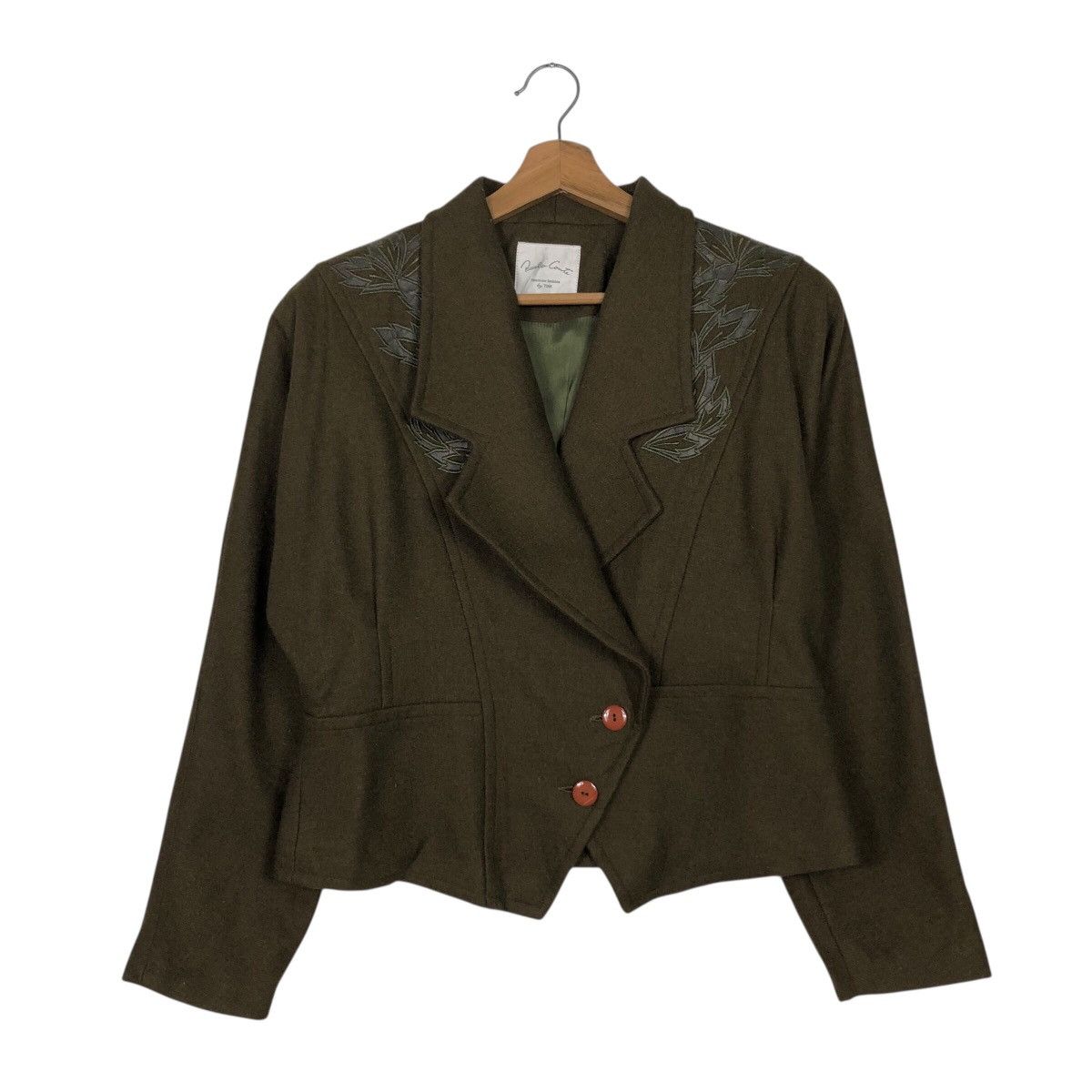 Japanese Brand 📌Vintage Cropped Wool Jacket Double Collar Piccalo Conte Size US M / EU 48-50 / 2 - 2 Thumbnail