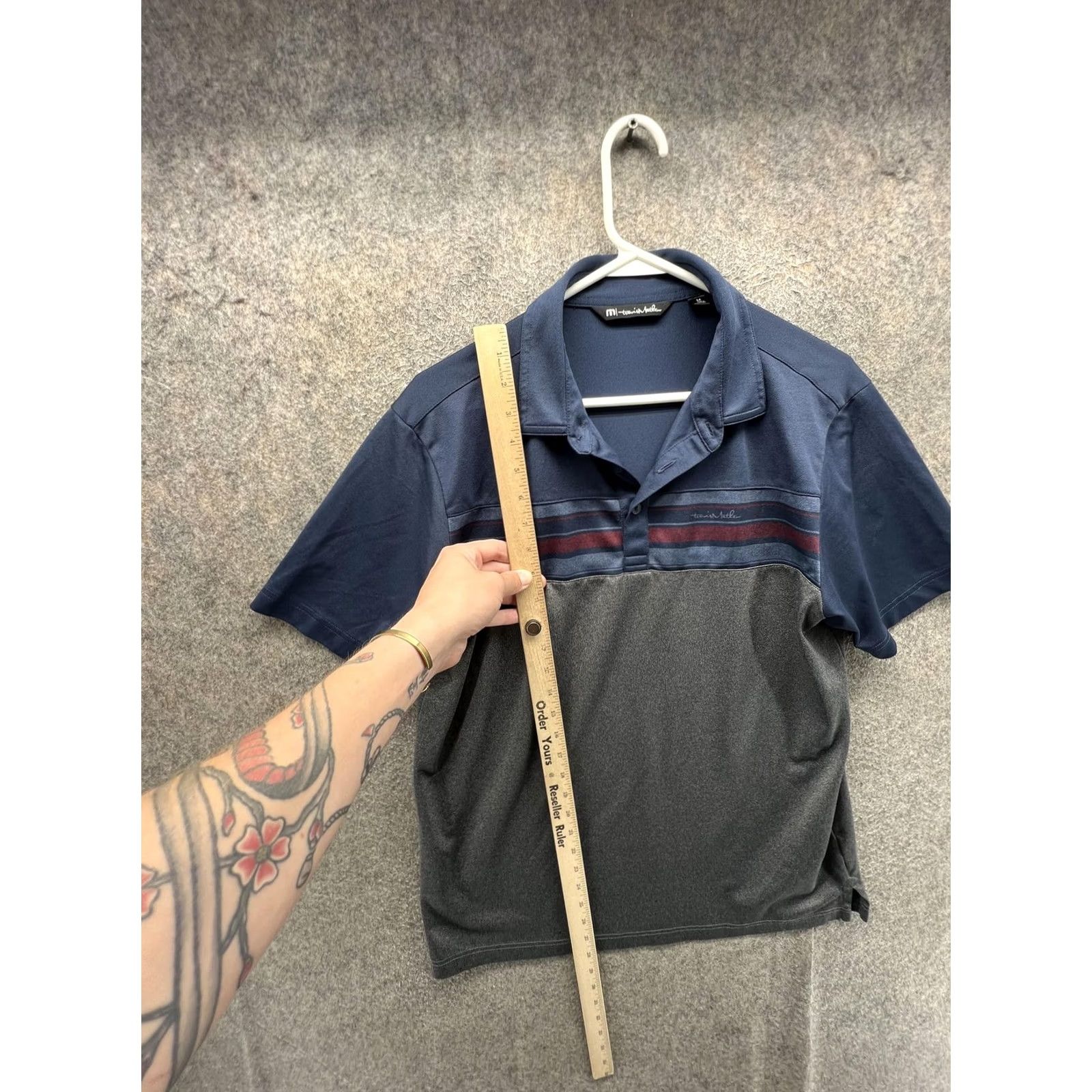 TravisMathew Travis Mathew Polo Shirt Mens Medium Blue Gray Stripe Golf Casual Short Sleeve Shirt Mens Size US M / EU 48-50 / 2 - 3 Thumbnail