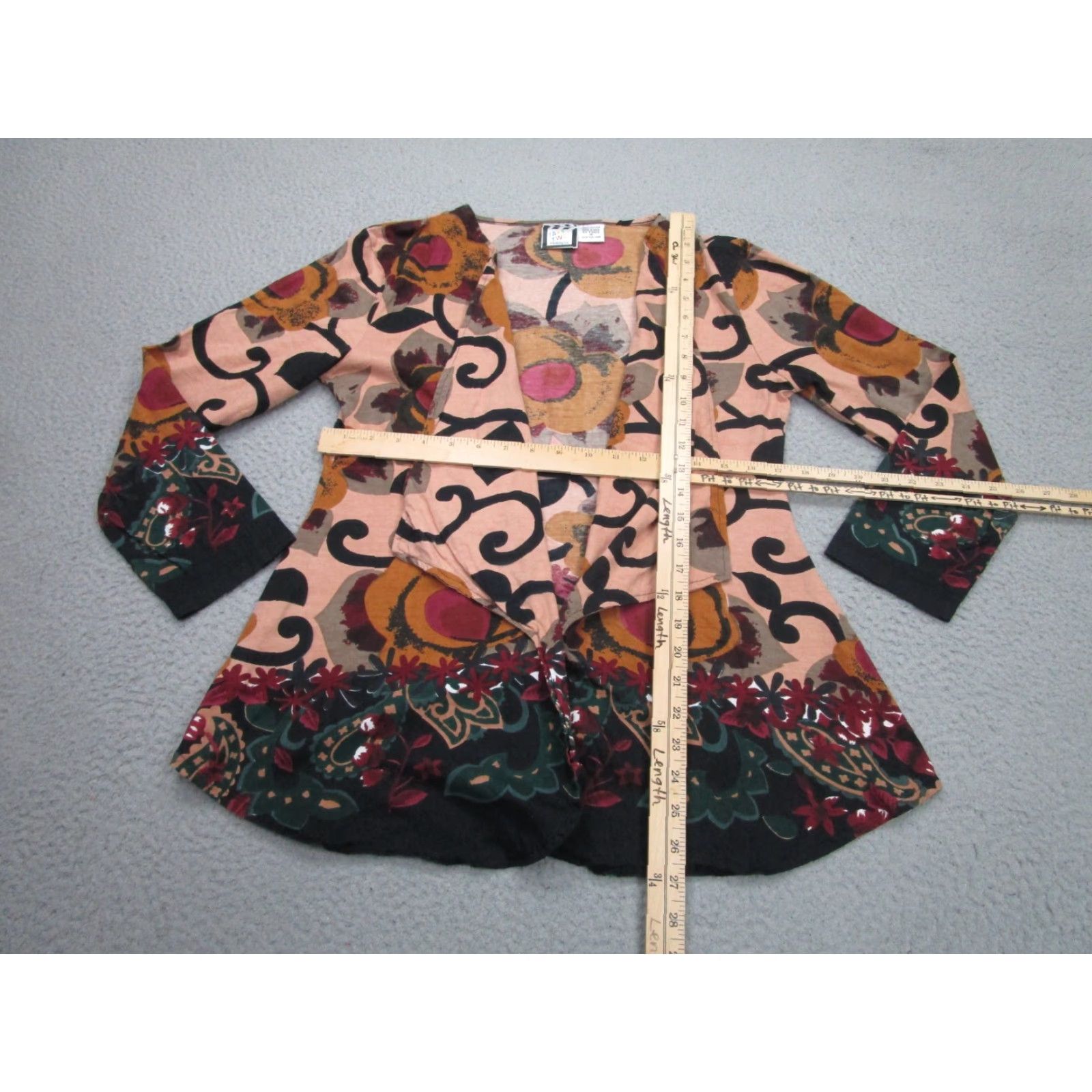 Vintage VINTAGE Take Two Floral Kimono Blouse Womens M Brown Jersey Casual Sleeve Abstract 2000s Size M / US 6-8 / IT 42-44 - 3 Thumbnail