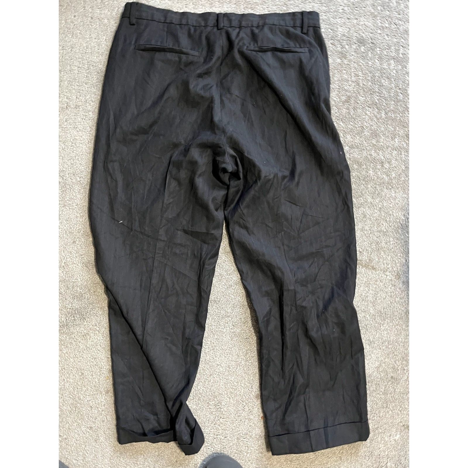 Calvin Klein Calvin Klein Dress Pants Mens 36 Black Wool Blend Pleated Straight Office Business Casual Formal Workwear Size US 36 / EU 52 - 3 Thumbnail