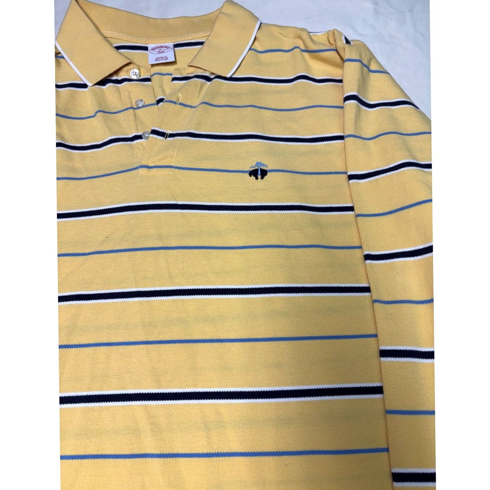 Brooks Brothers Brooks Brothers Polo Mens Striped Long Sleeve Shirt XL Yellow Blue 346 Preppy Cotton Button-Down Collar Classic Fit Logo Size US XL / EU 56 / 4 - 2 Thumbnail
