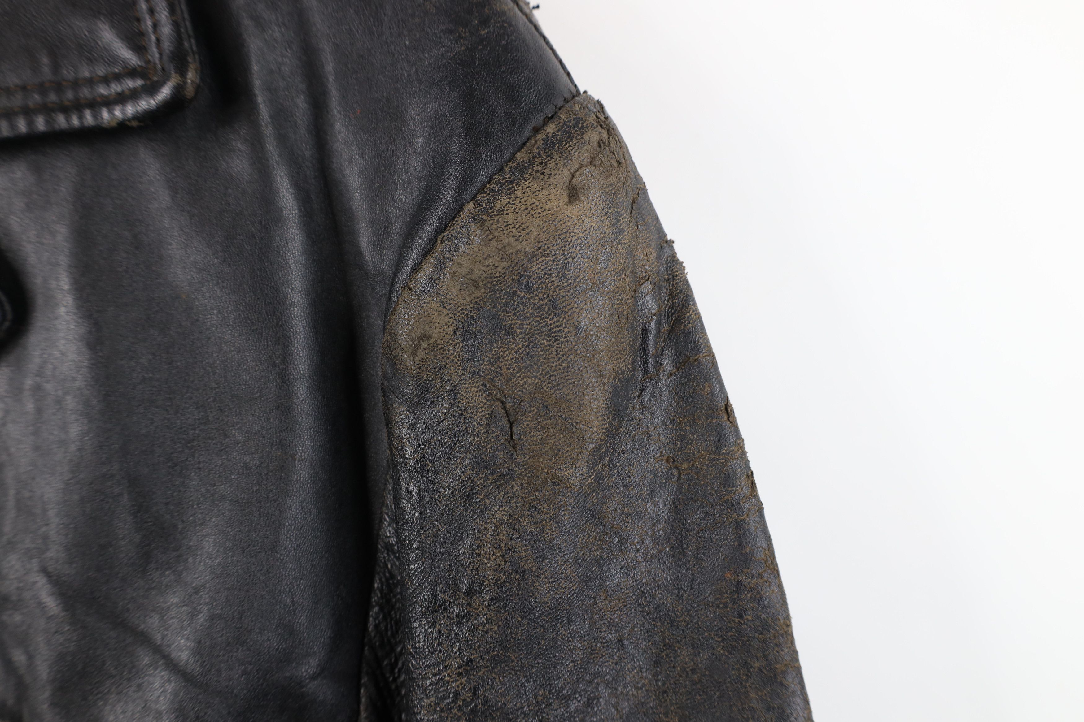 Vintage Vintage 70s Streetwear Leather Button Jacket Coat Black Size US S / EU 44-46 / 1 - 4 Thumbnail