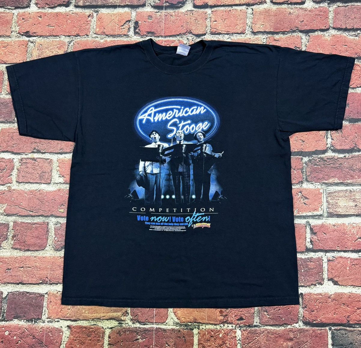 Gildan Y2K Three Stooges American Idol Parody American Stooge Tee Size US XL / EU 56 / 4 - 1 Thumbnail