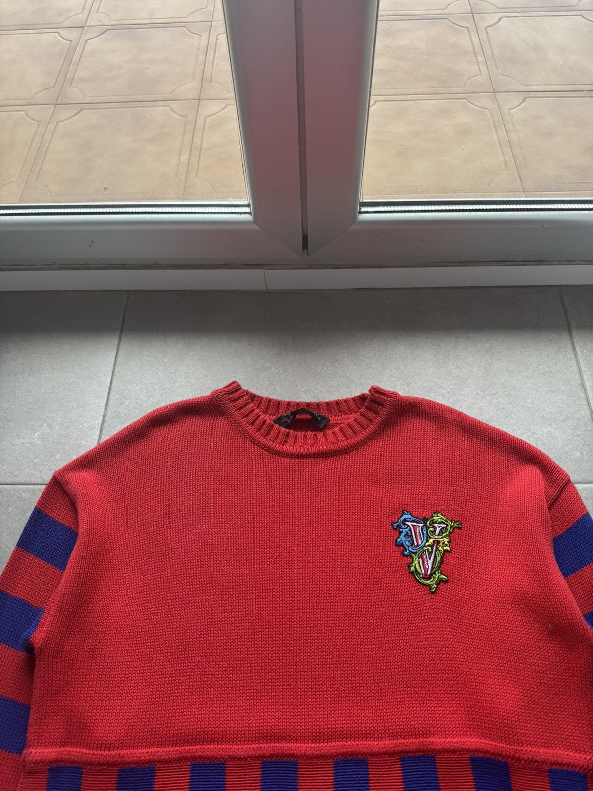 Versace Versace Striped Red Men’s 50 Size Cotton Knited Sweatshirt Sweater Pullover Size US L / EU 52-54 / 3 - 6 Thumbnail