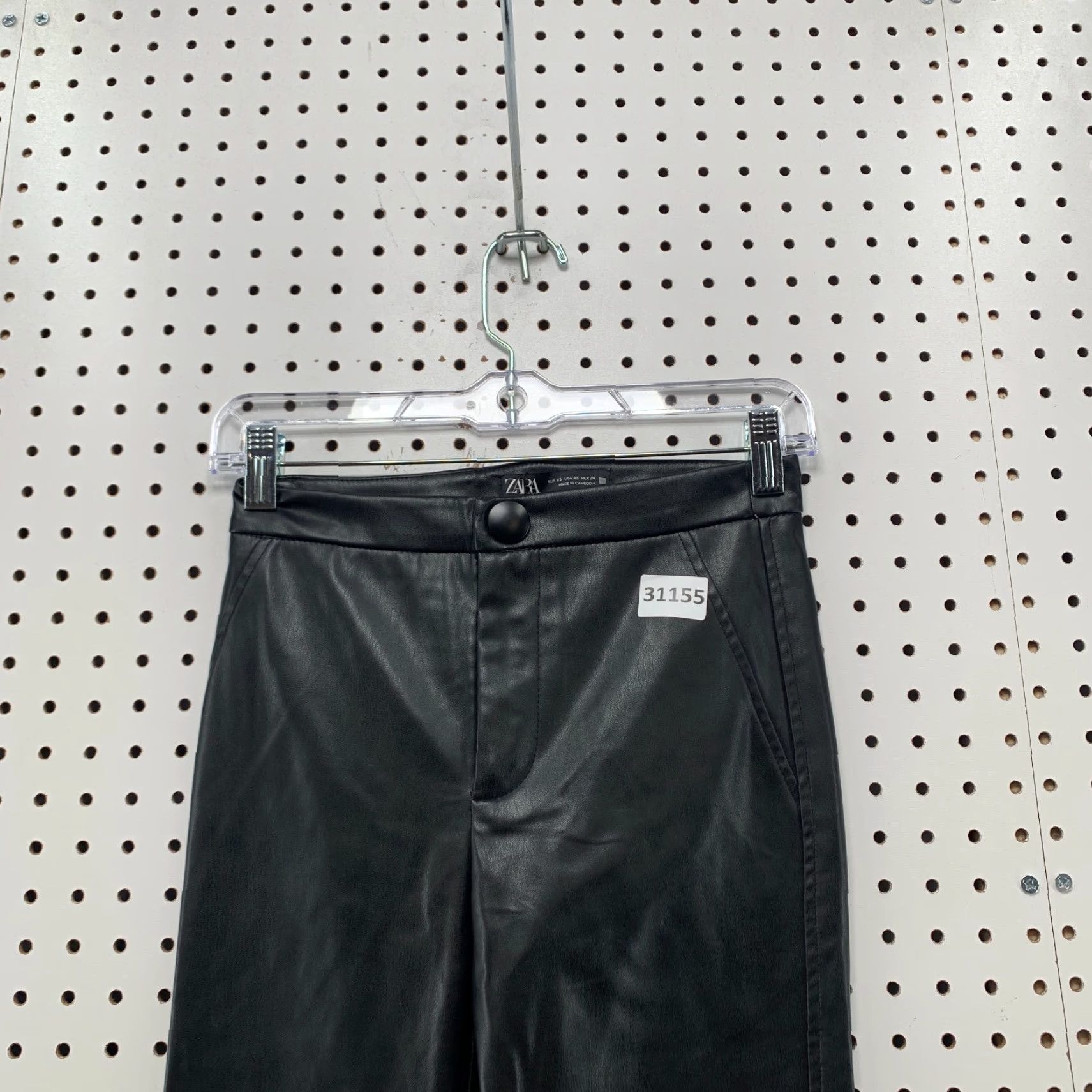 Zara Zara Pants Womens XS Faux Leather Black Tapered 25x27 NWT Size 42" / US 20 - 7 Thumbnail