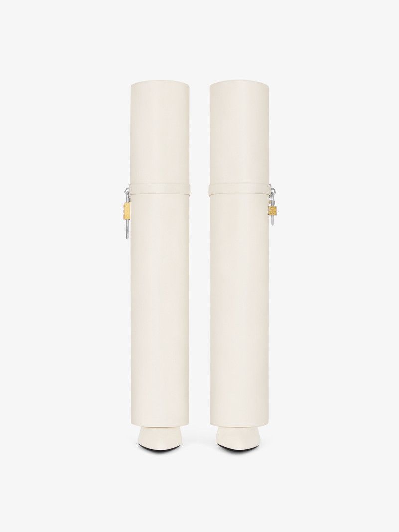 Givenchy o1w1db10326 Shark Lock Stiletto OTK Boots in Ivory Size US 5 / IT 35 - 2 Thumbnail